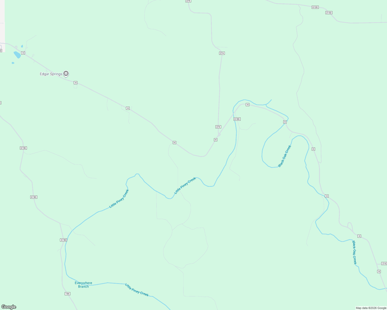 map of restaurants, bars, coffee shops, grocery stores, and more near State Highway H in Edgar Springs
