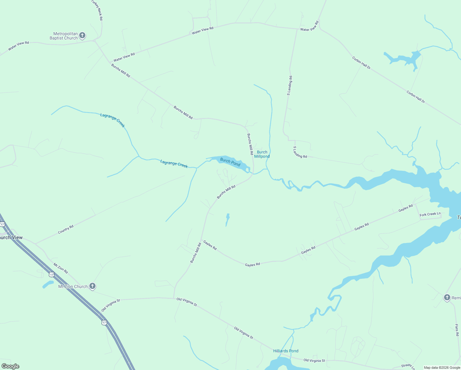 map of restaurants, bars, coffee shops, grocery stores, and more near 979 Burchs Mill Road in Urbanna