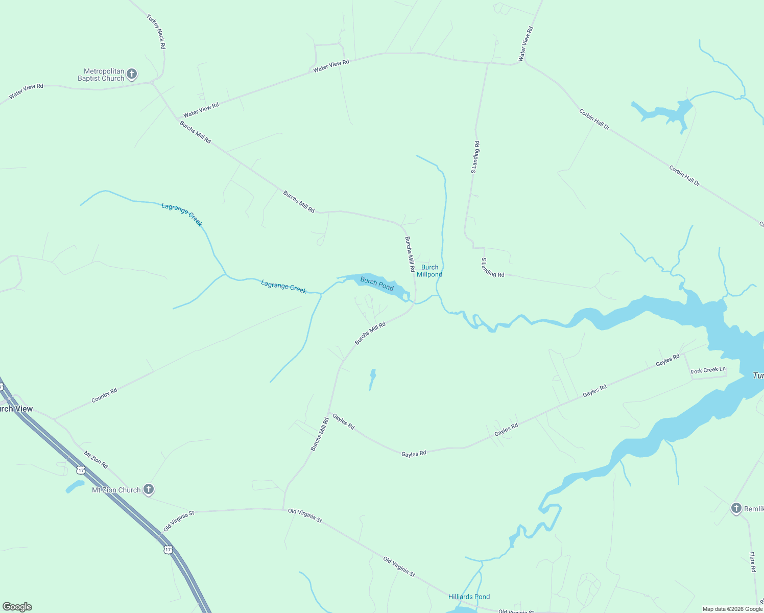 map of restaurants, bars, coffee shops, grocery stores, and more near 975 Burchs Mill Road in Urbanna