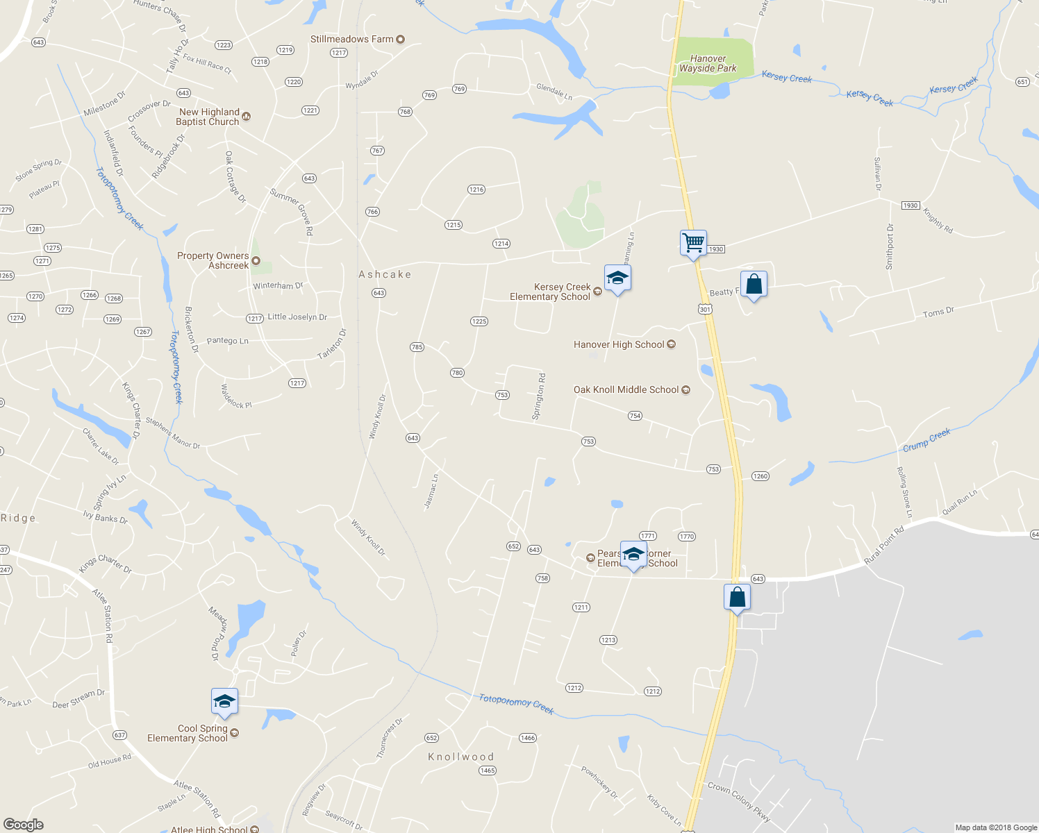 map of restaurants, bars, coffee shops, grocery stores, and more near 8362 Patrick Henry Boulevard in Mechanicsville