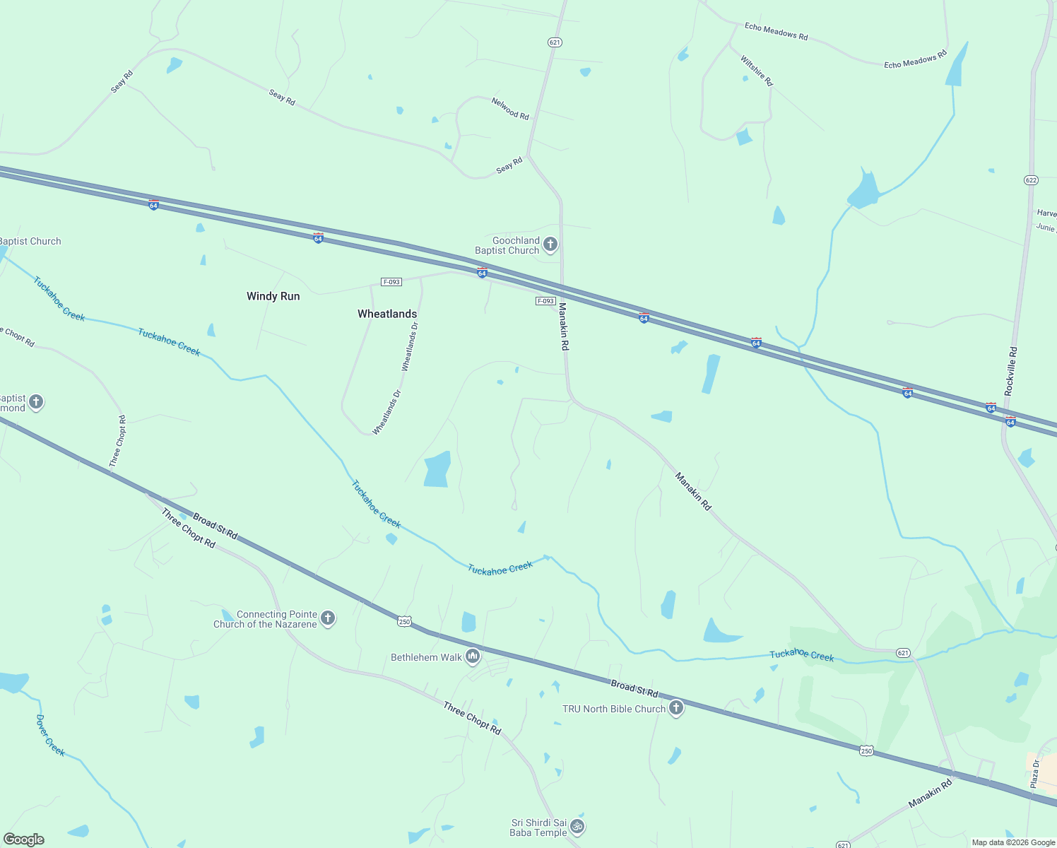 map of restaurants, bars, coffee shops, grocery stores, and more near 462 Massies Lane in Manakin-Sabot