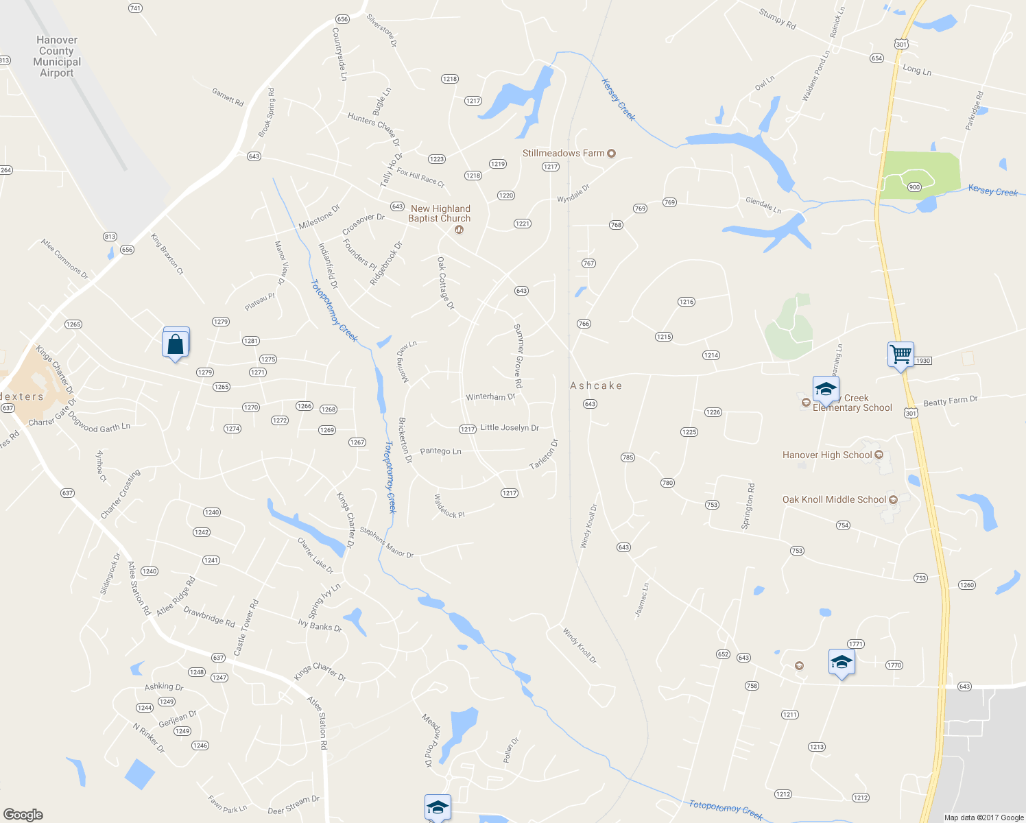 map of restaurants, bars, coffee shops, grocery stores, and more near 10341 Kilby Court in Mechanicsville