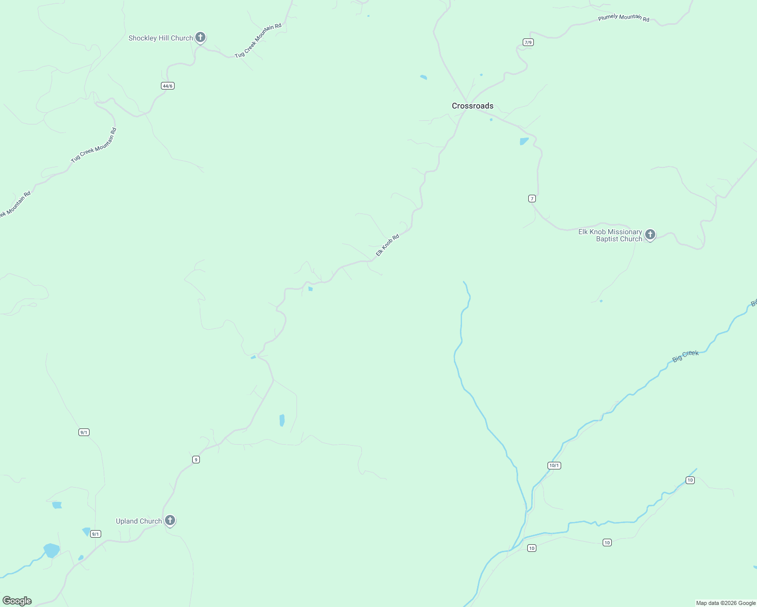 map of restaurants, bars, coffee shops, grocery stores, and more near 6484 Elk Knob Road in Hinton
