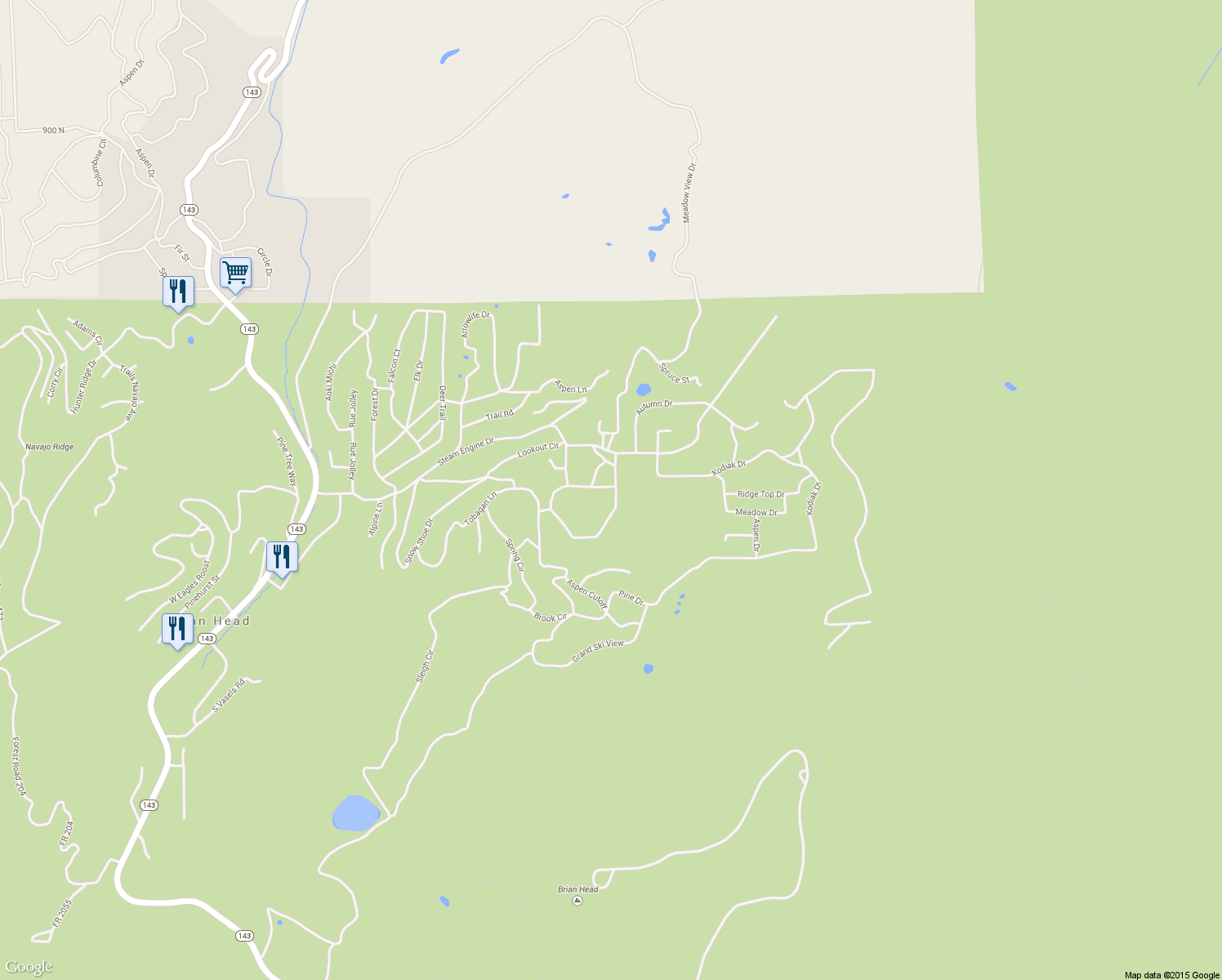 map of restaurants, bars, coffee shops, grocery stores, and more near 674 Park-U-Pine Walk in Brian Head