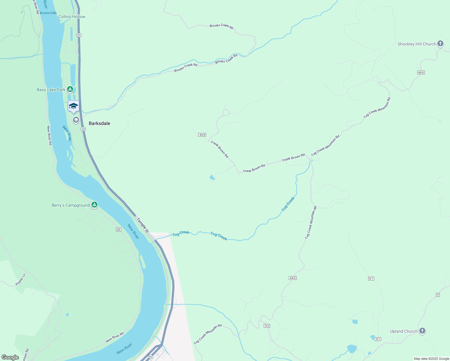 map of restaurants, bars, coffee shops, grocery stores, and more near 824 Frank Brown Road in Hinton