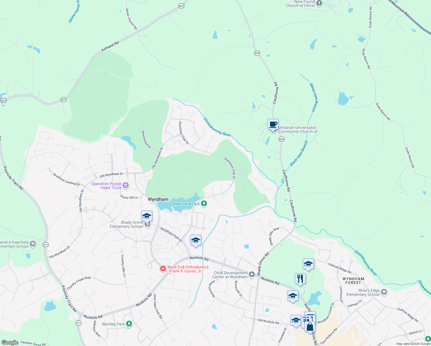 map of restaurants, bars, coffee shops, grocery stores, and more near 11029 Treyburn Drive in Glen Allen