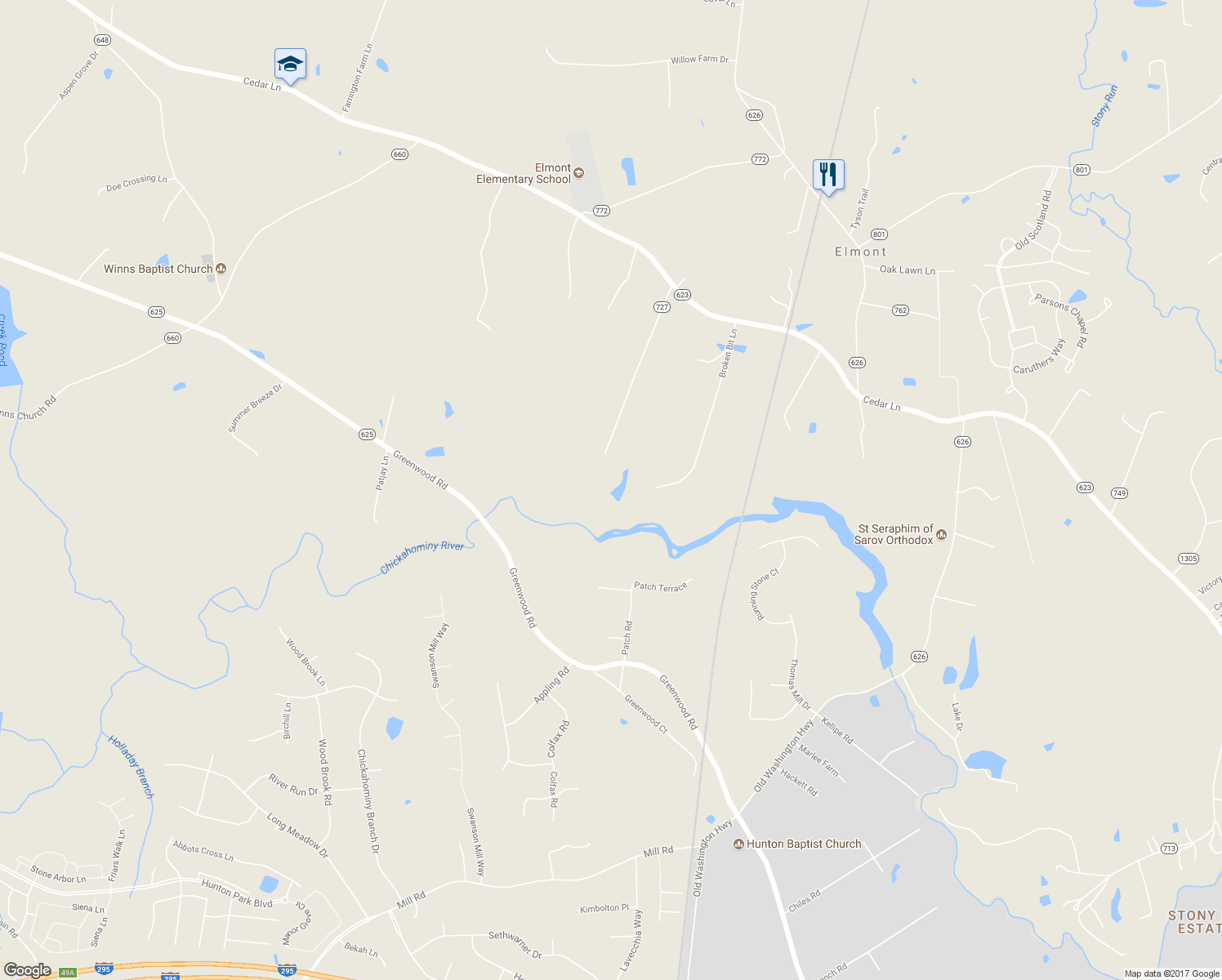 map of restaurants, bars, coffee shops, grocery stores, and more near 11066 Holly Berry Road in Ashland