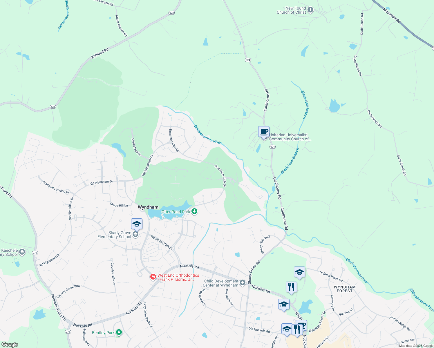 map of restaurants, bars, coffee shops, grocery stores, and more near 6009 Treyburn Place in Glen Allen