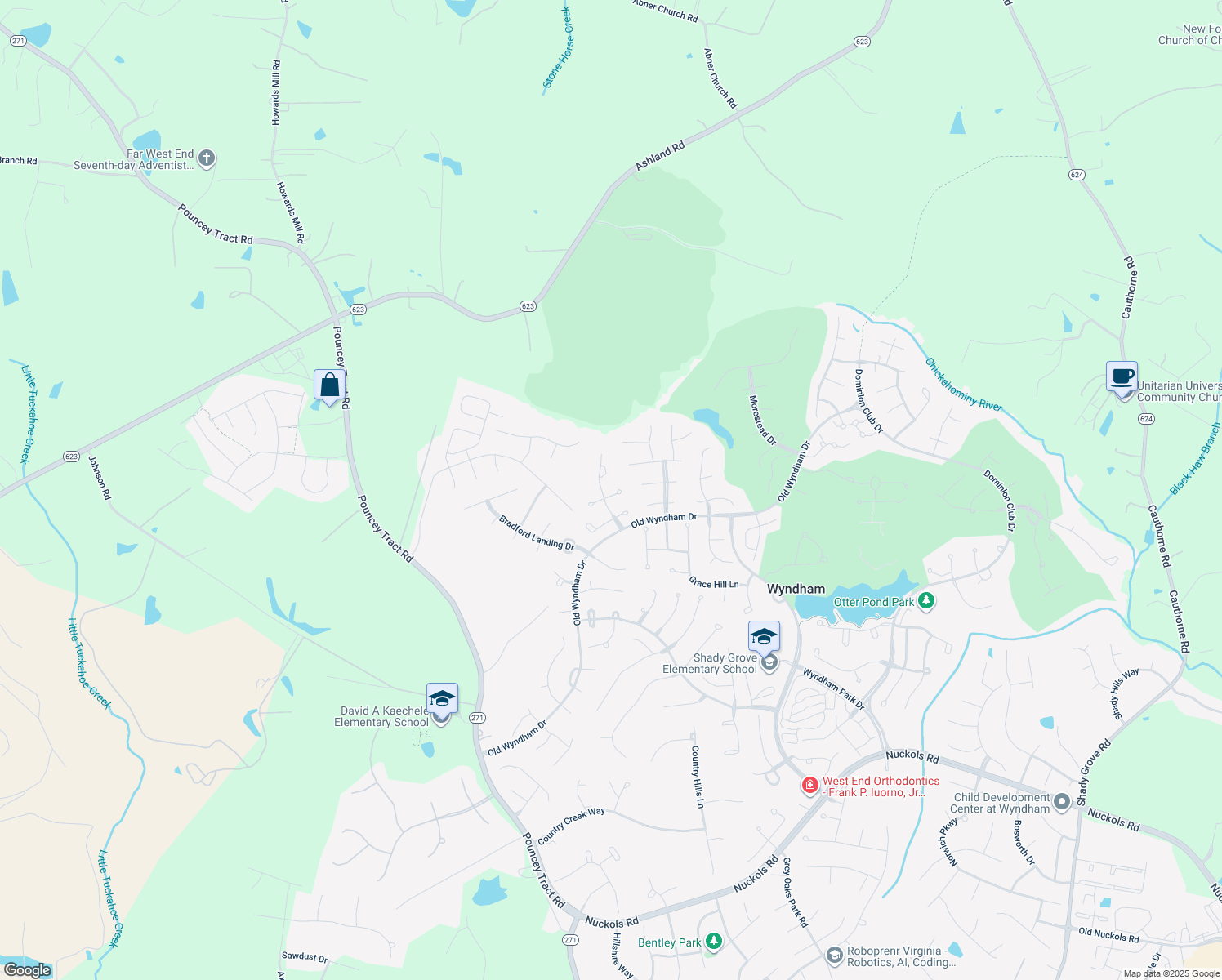 map of restaurants, bars, coffee shops, grocery stores, and more near 12512 Collinstone Court in Glen Allen