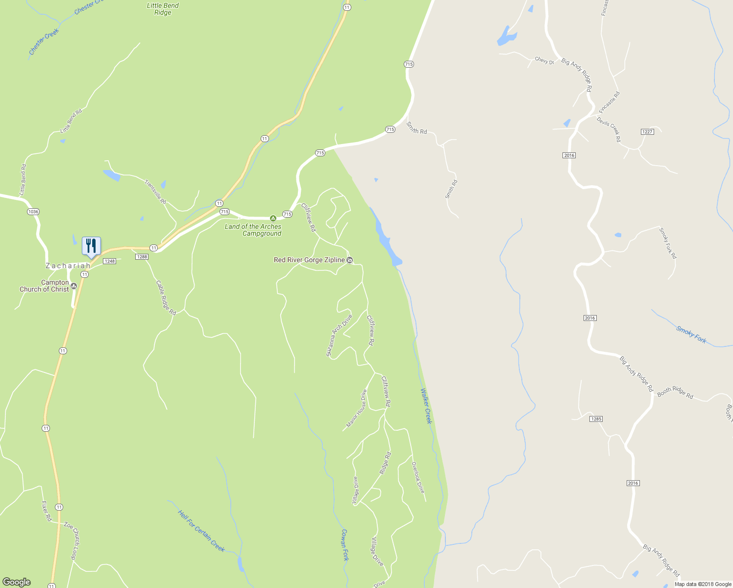 map of restaurants, bars, coffee shops, grocery stores, and more near 900 Cliffview Road in Campton