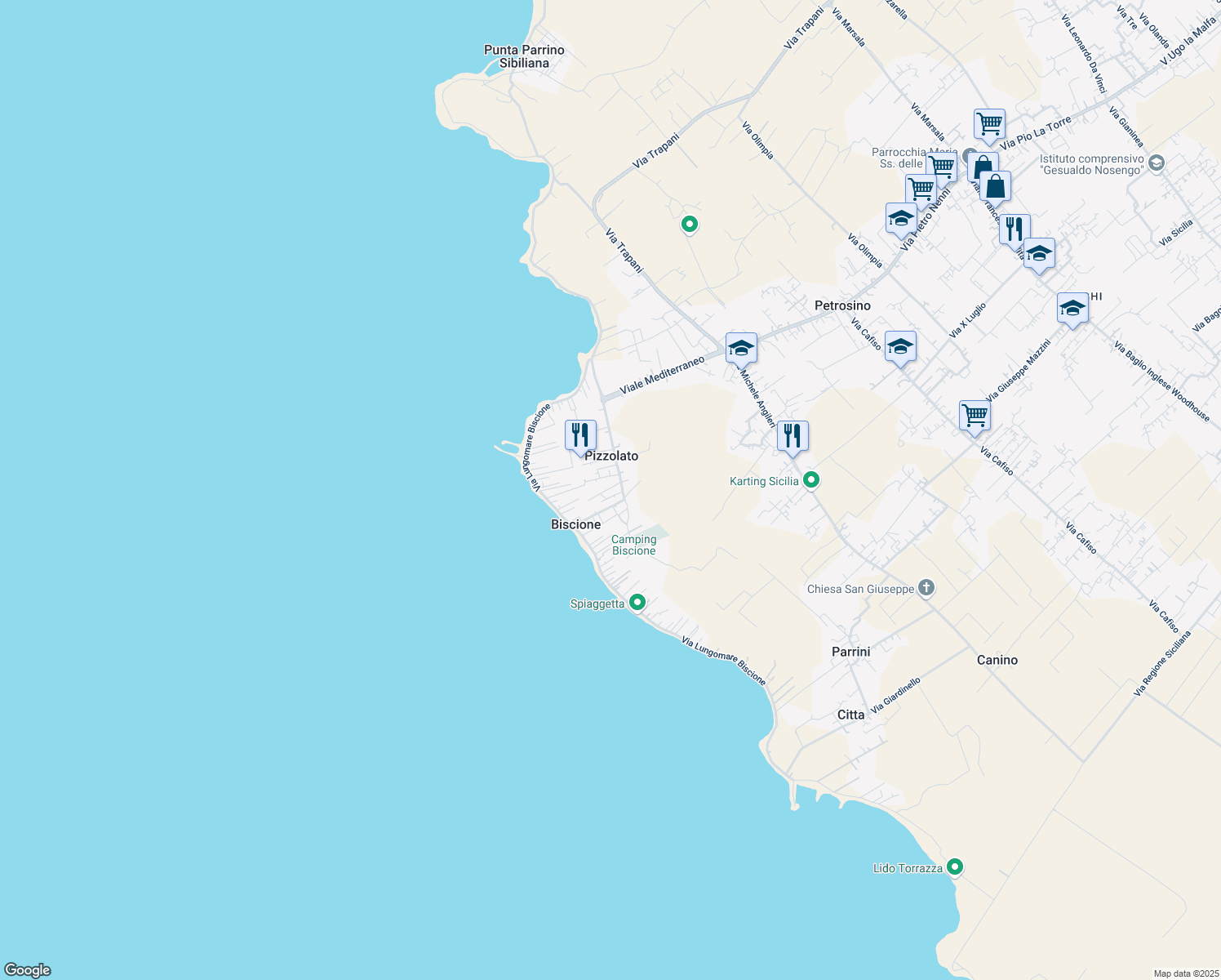 map of restaurants, bars, coffee shops, grocery stores, and more near 9 Traversa III T in Biscione