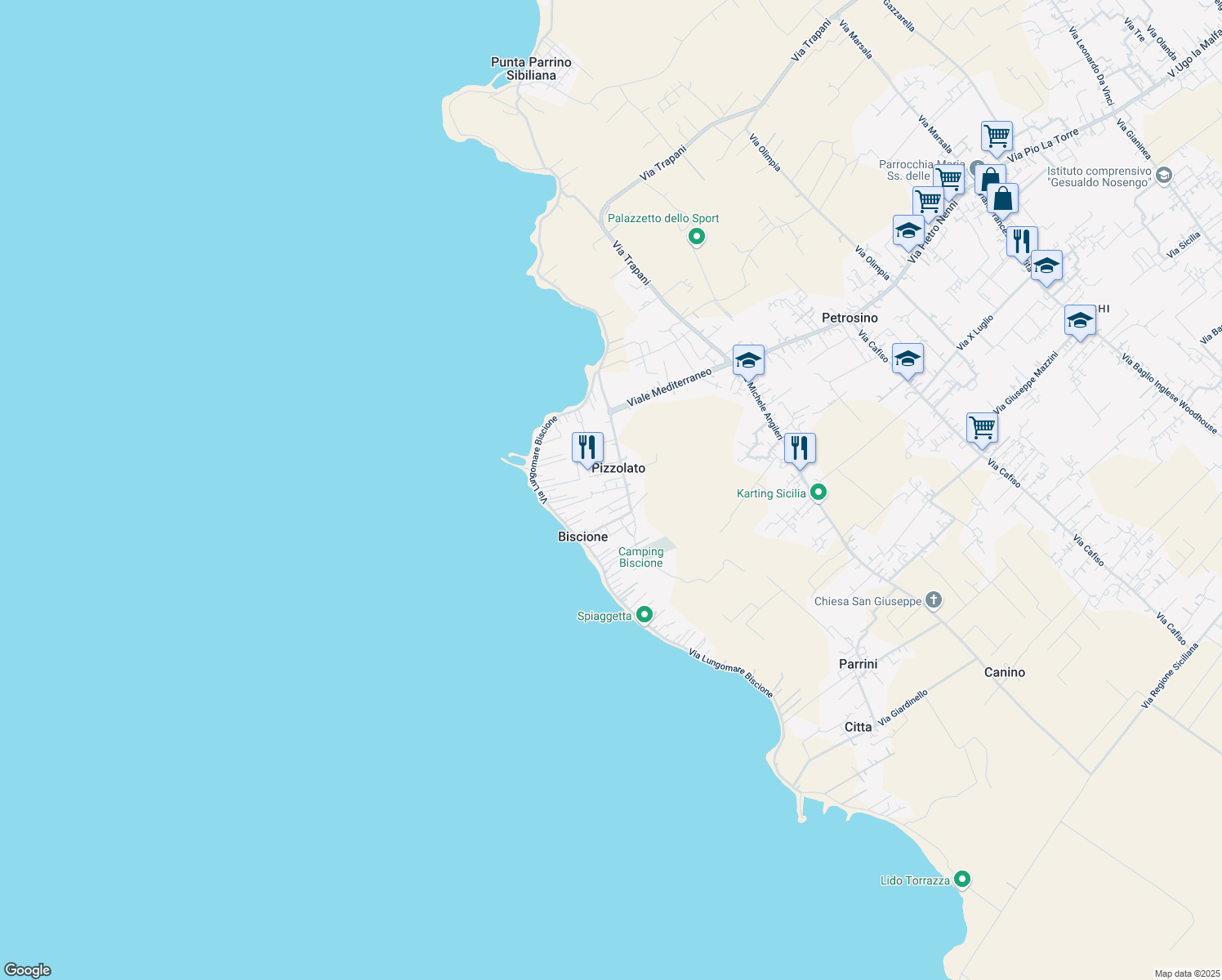 map of restaurants, bars, coffee shops, grocery stores, and more near 9 Traversa III T in Biscione