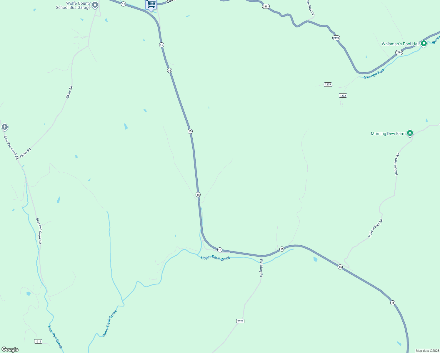 map of restaurants, bars, coffee shops, grocery stores, and more near 284 Smokey Branch Road in Campton