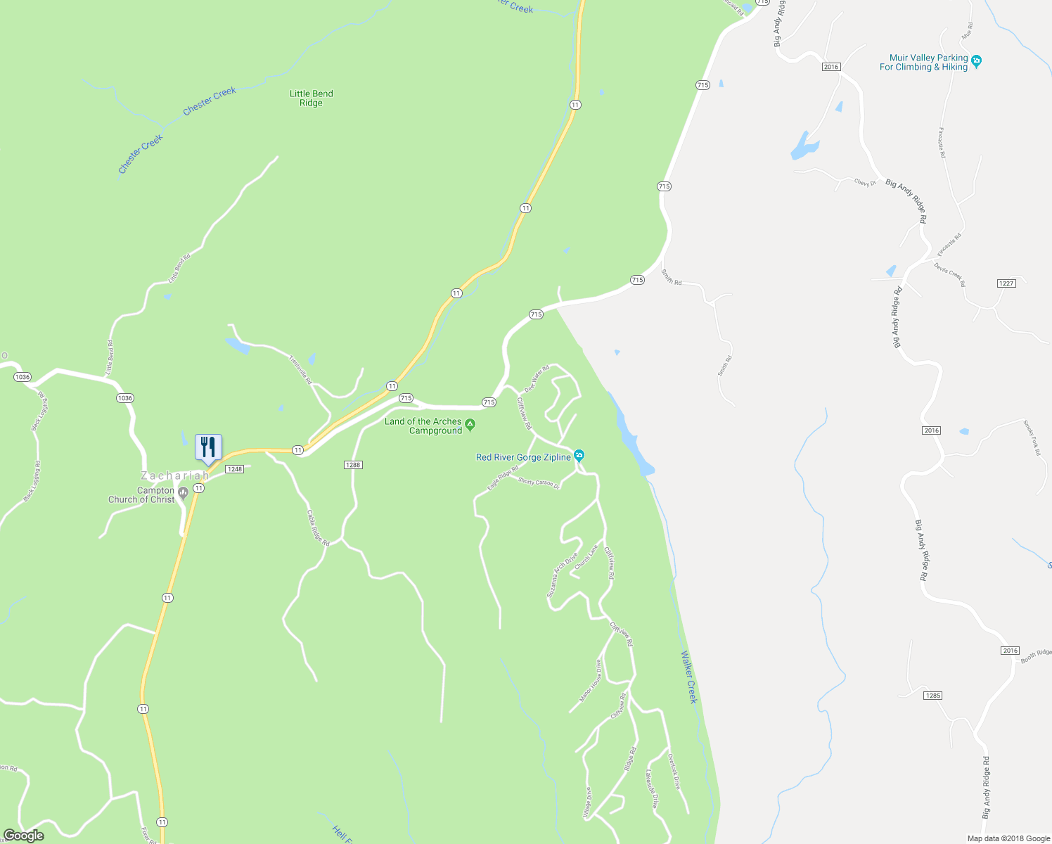 map of restaurants, bars, coffee shops, grocery stores, and more near Cliffview Road in Campton