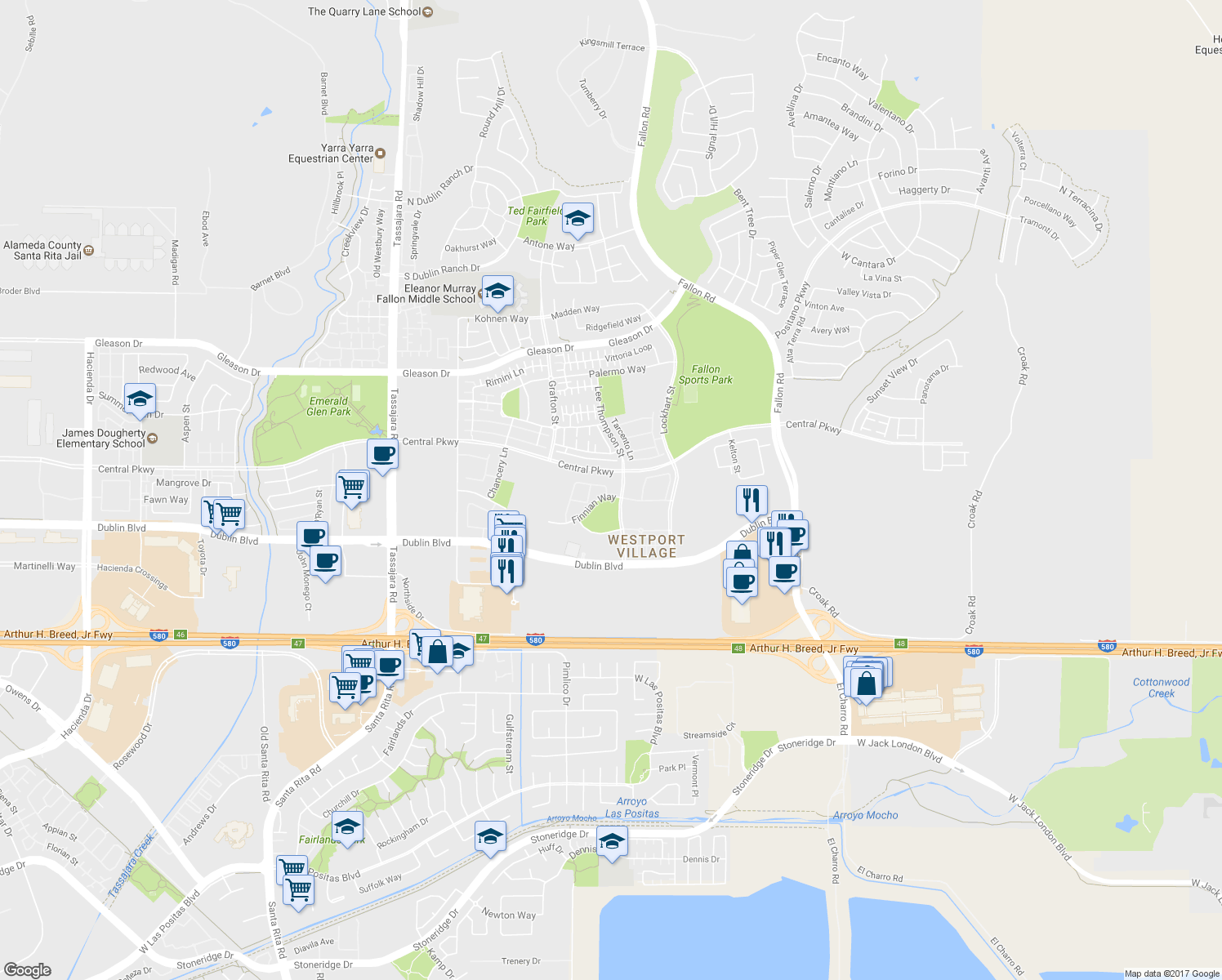 map of restaurants, bars, coffee shops, grocery stores, and more near 3255 Monaghan Street in Dublin