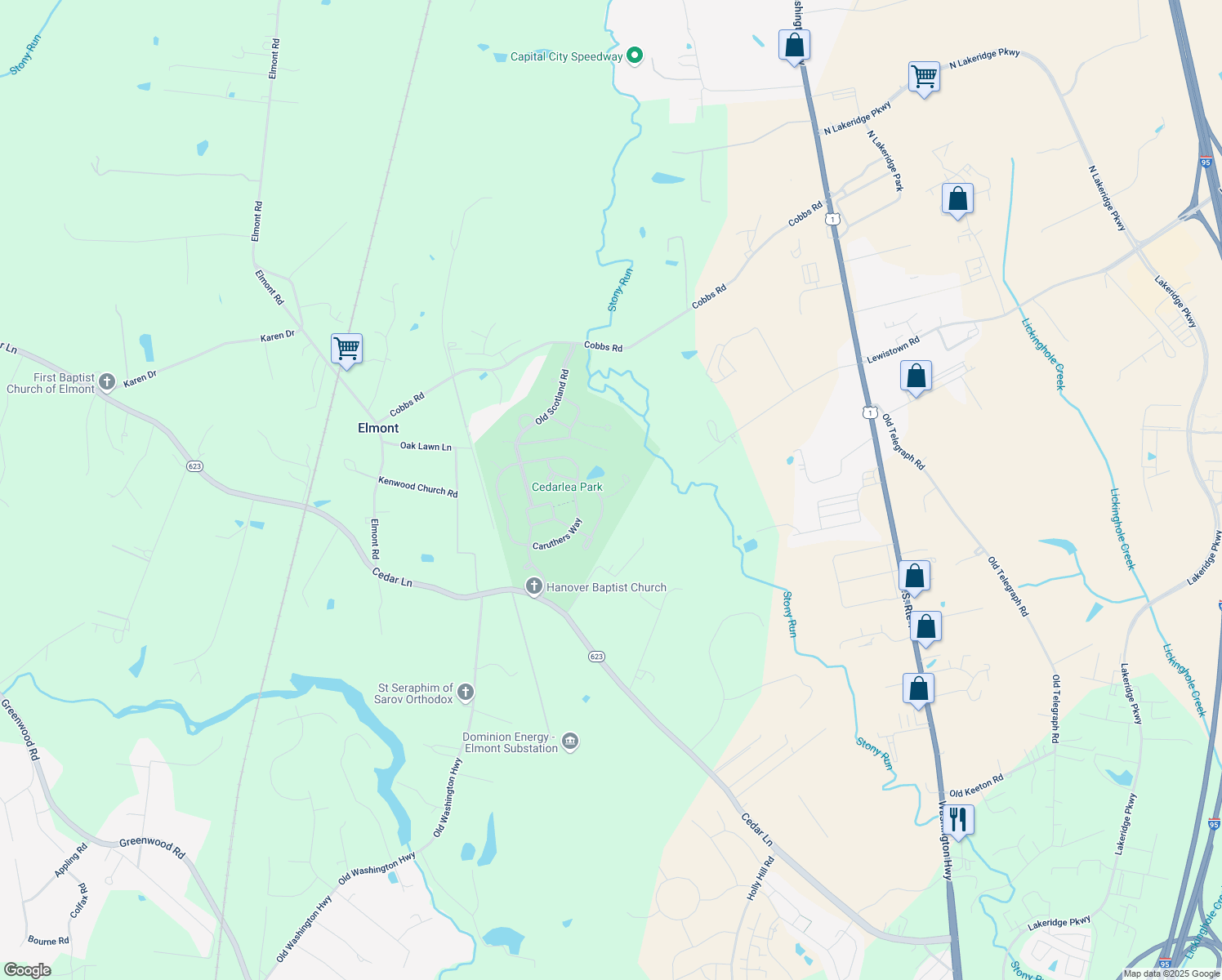 map of restaurants, bars, coffee shops, grocery stores, and more near 11296 Crutchfields Court in Glen Allen
