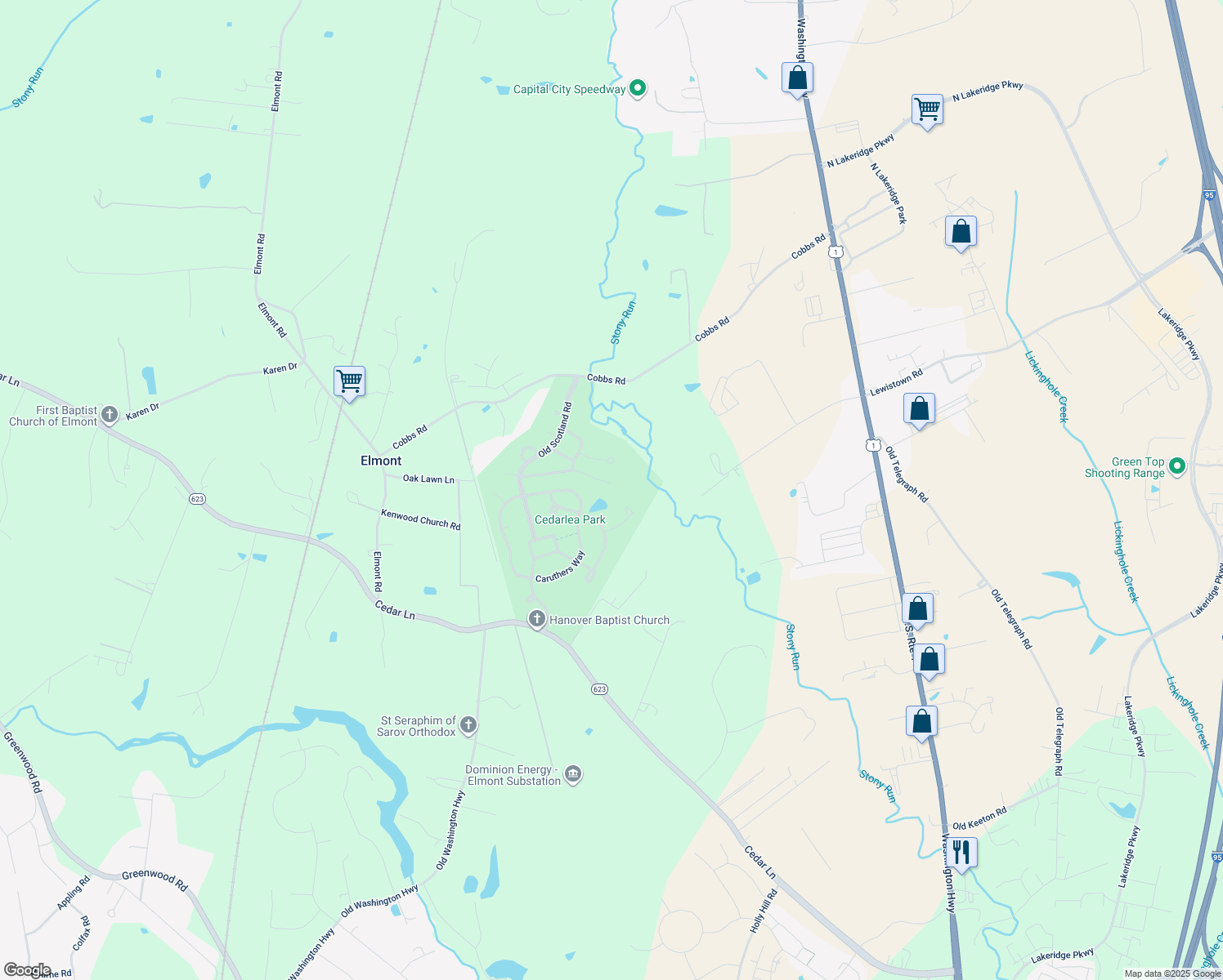 map of restaurants, bars, coffee shops, grocery stores, and more near 11405 Haltonshire Way in Glen Allen