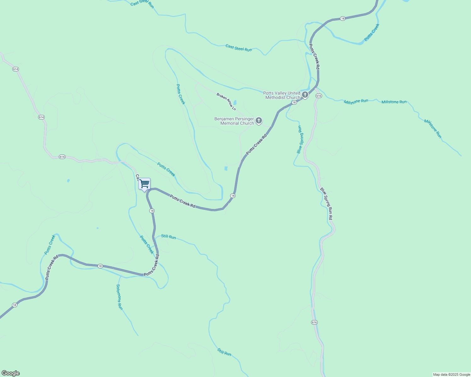 map of restaurants, bars, coffee shops, grocery stores, and more near 4122 Potts Creek Road in Covington