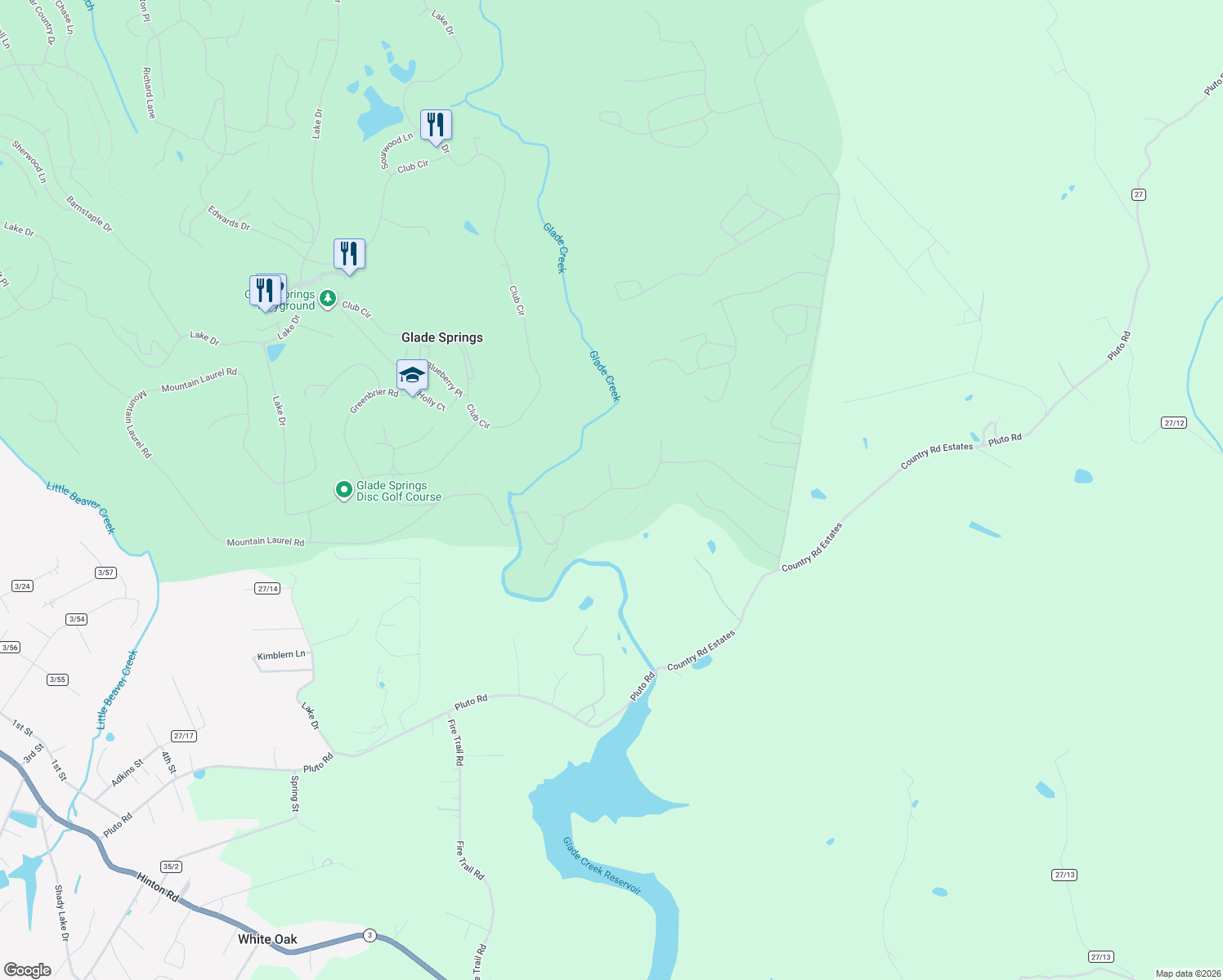 map of restaurants, bars, coffee shops, grocery stores, and more near Unnamed Road in Daniels