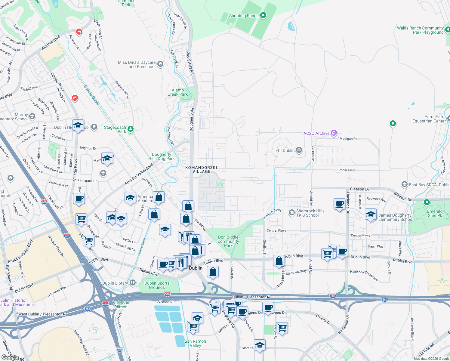 map of restaurants, bars, coffee shops, grocery stores, and more near Powers Street in Dublin