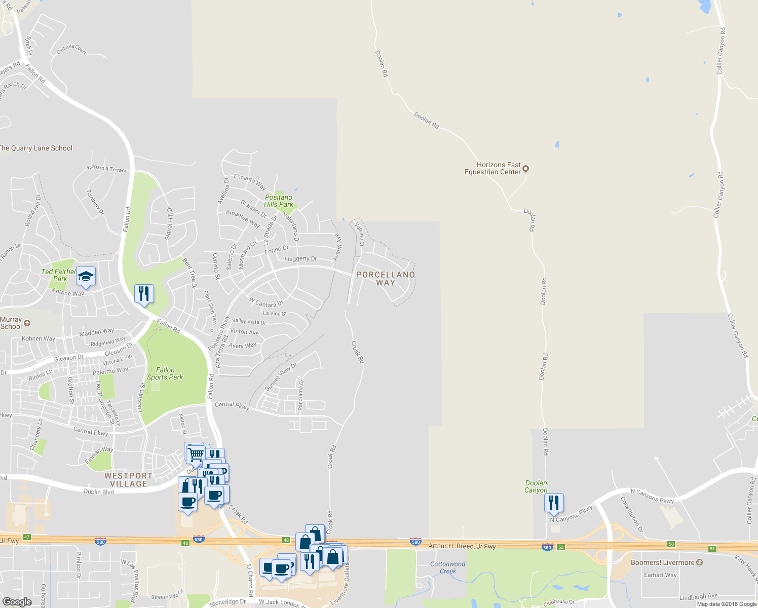 map of restaurants, bars, coffee shops, grocery stores, and more near 1767 South Terracina Drive in Dublin