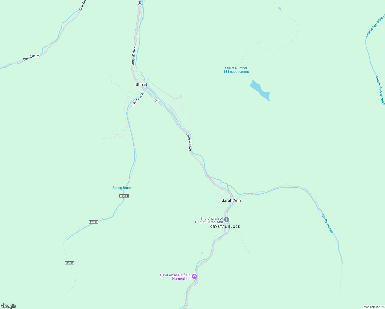 map of restaurants, bars, coffee shops, grocery stores, and more near Jerry West Highway in Omar