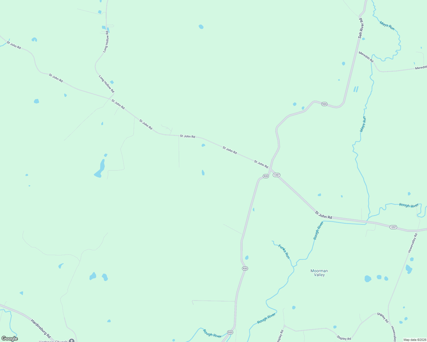 map of restaurants, bars, coffee shops, grocery stores, and more near 13975 Saint John Road in Rineyville