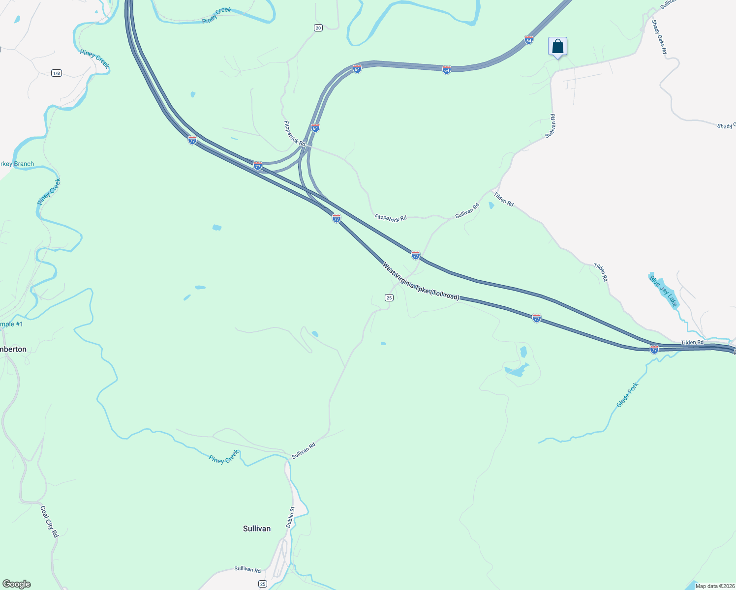 map of restaurants, bars, coffee shops, grocery stores, and more near 149 Ward Road in Beckley