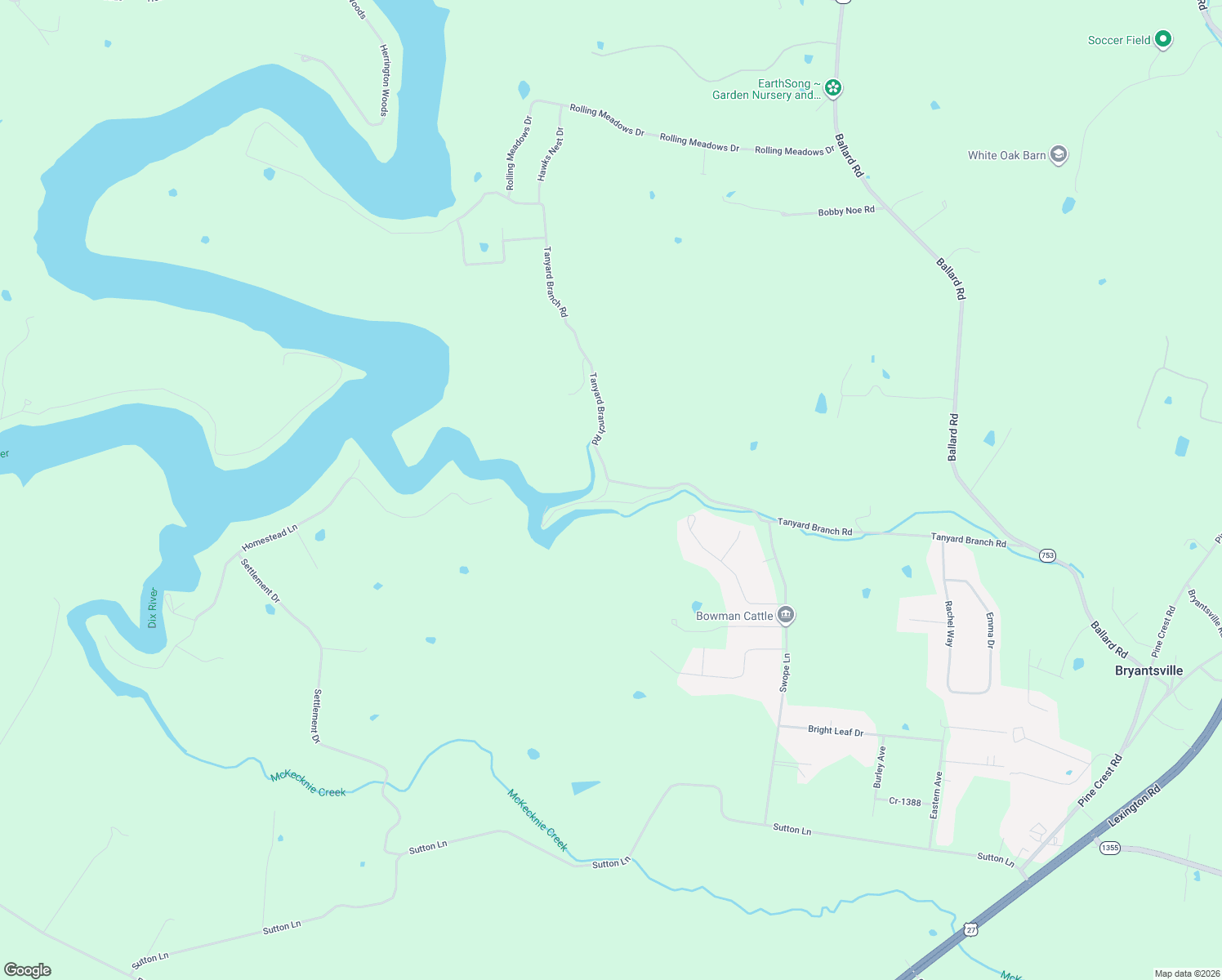 map of restaurants, bars, coffee shops, grocery stores, and more near 1065 Tanyard Branch Road in Lancaster