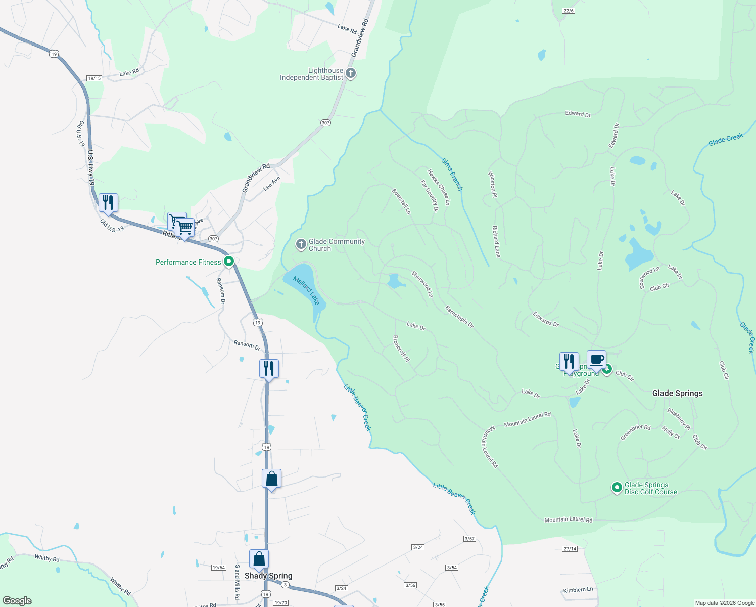 map of restaurants, bars, coffee shops, grocery stores, and more near 571 Barnstaple Drive in Daniels