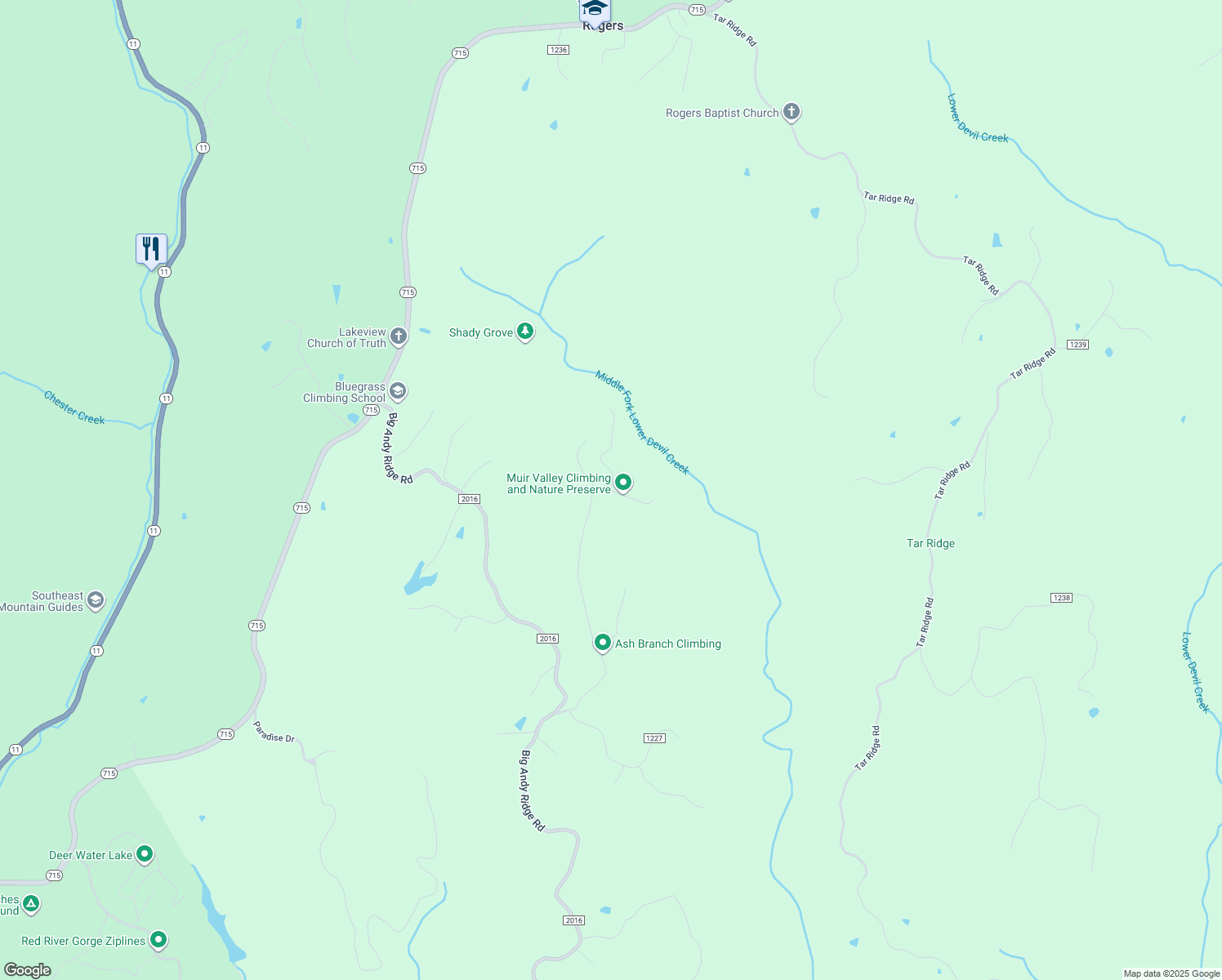 map of restaurants, bars, coffee shops, grocery stores, and more near 48 Muir Road in Rogers