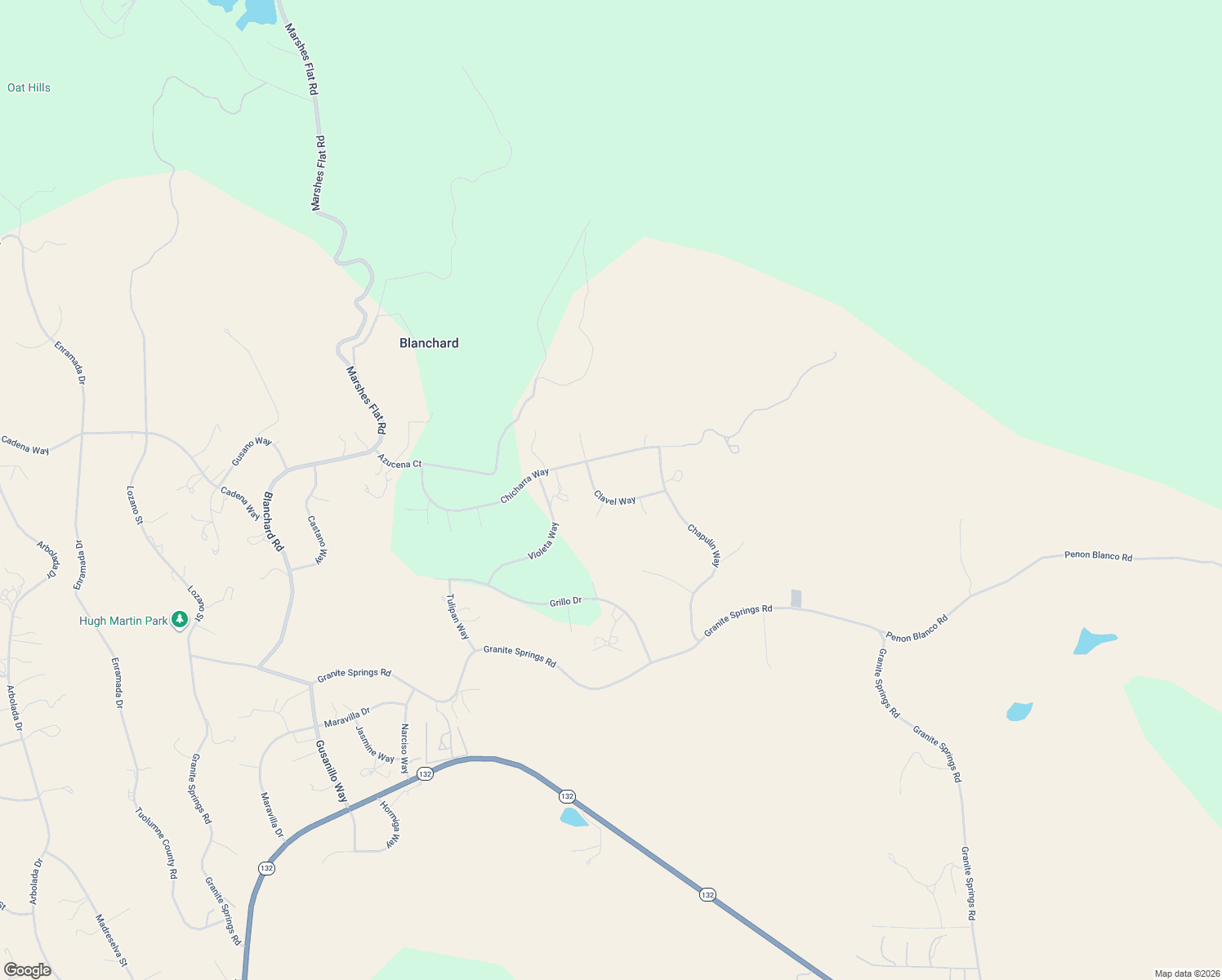 map of restaurants, bars, coffee shops, grocery stores, and more near 3301 Clavel Way in Coulterville