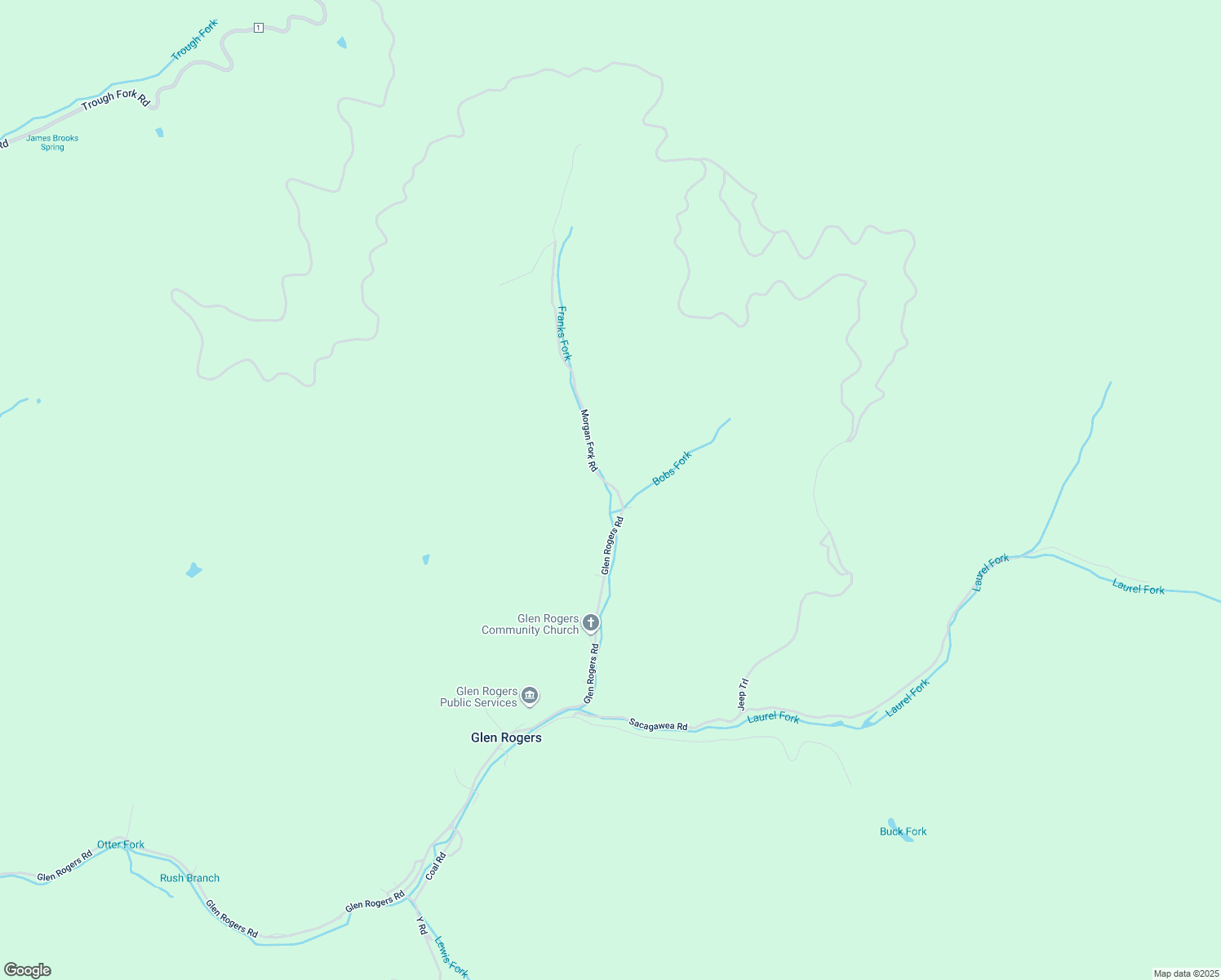 map of restaurants, bars, coffee shops, grocery stores, and more near Morgan Fork Road in Glen Rogers