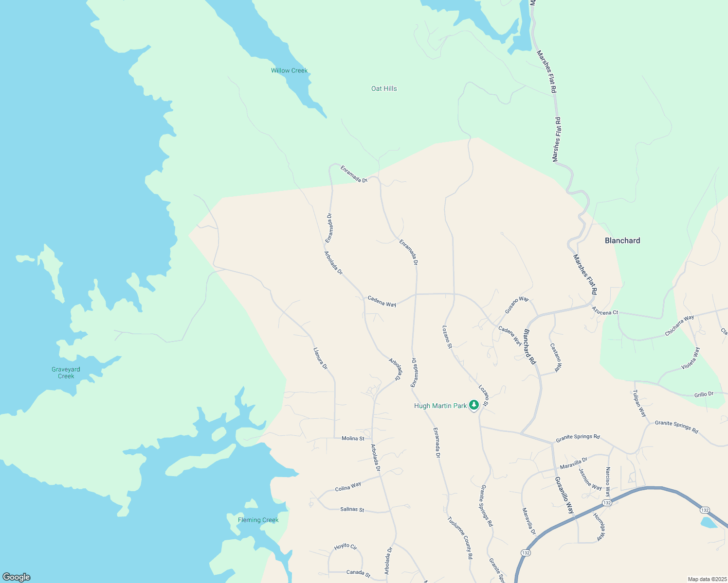 map of restaurants, bars, coffee shops, grocery stores, and more near 5699 Arbolada Drive in La Grange