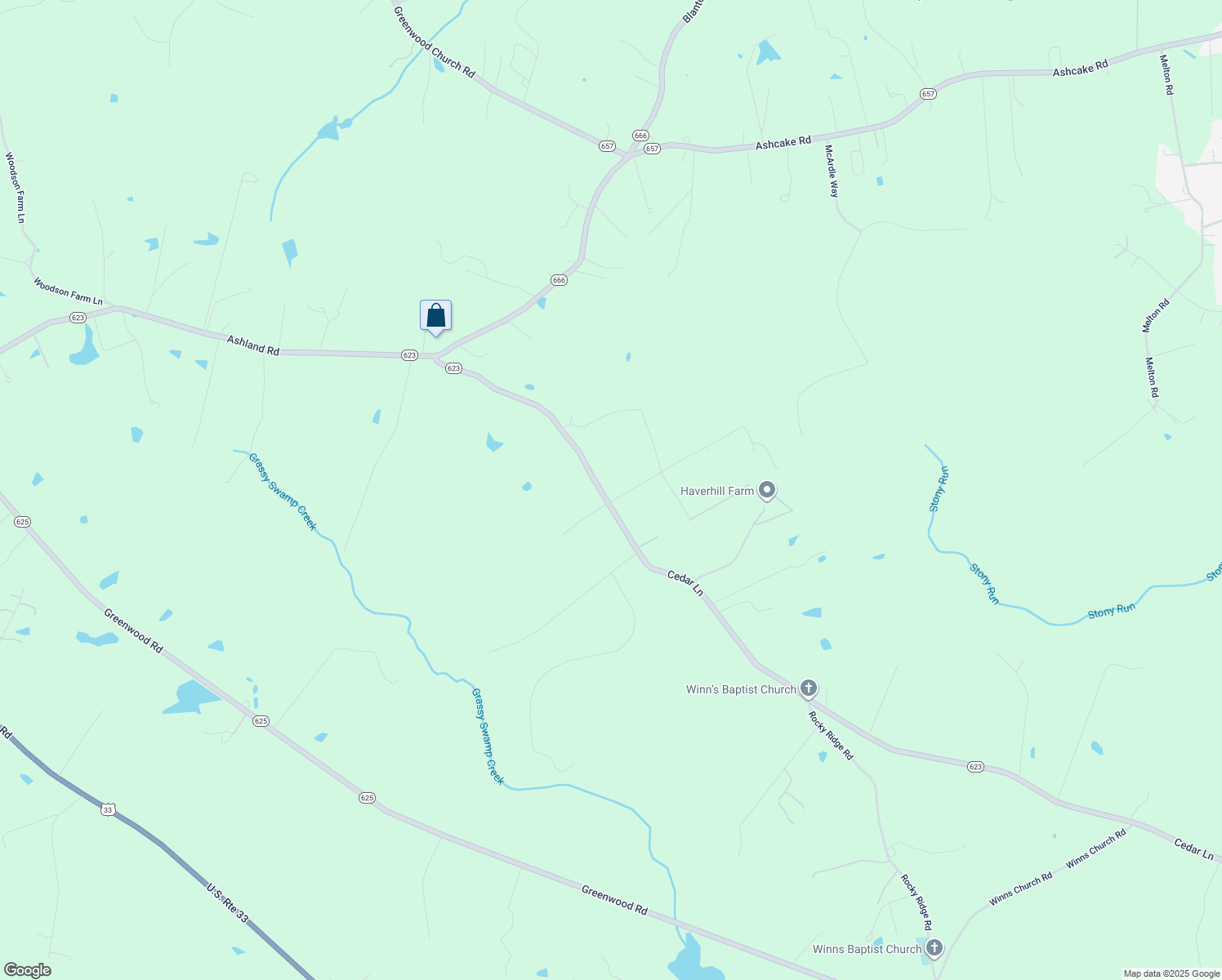 map of restaurants, bars, coffee shops, grocery stores, and more near 13062 Cedar Lane in Ashland