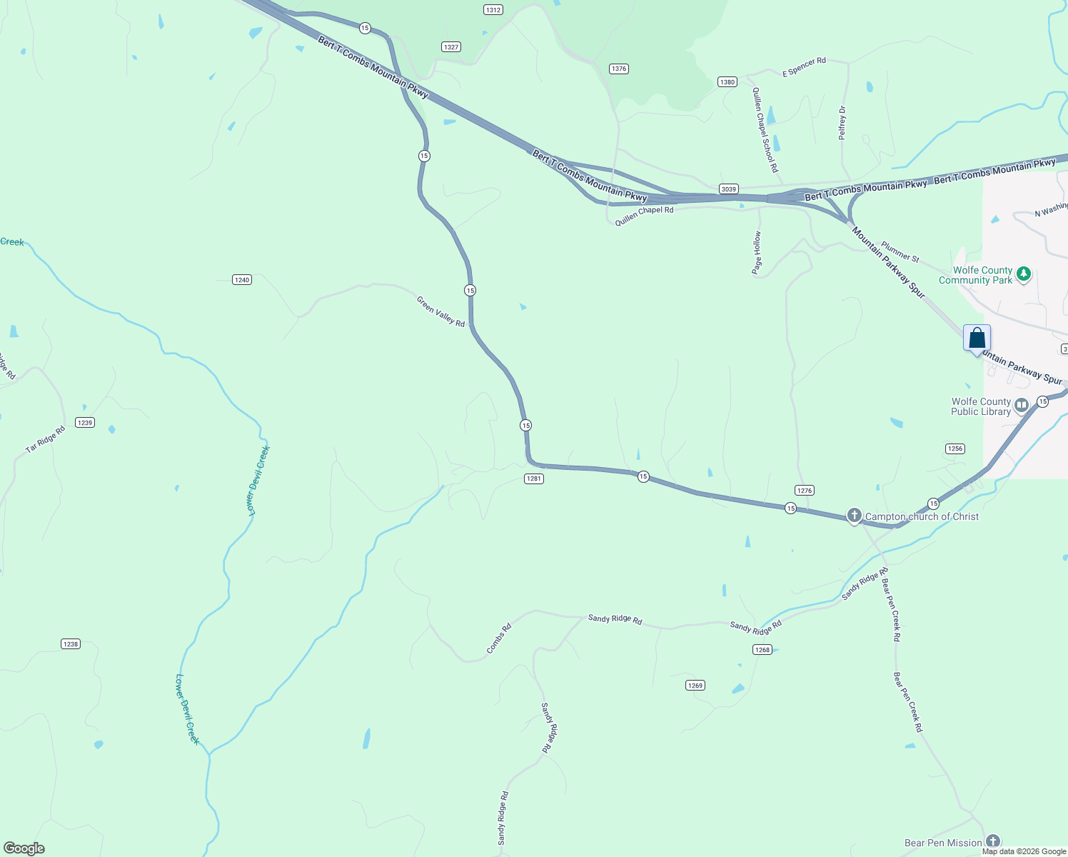 map of restaurants, bars, coffee shops, grocery stores, and more near Kentucky 15 in Campton