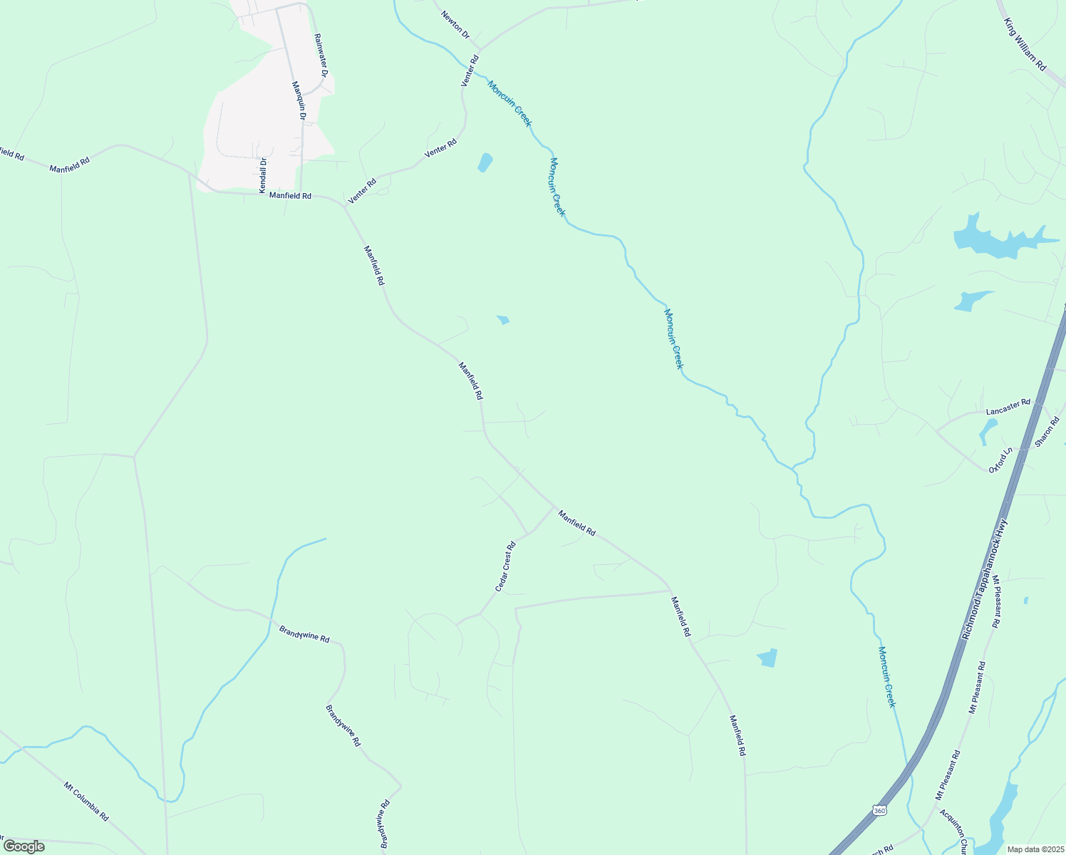 map of restaurants, bars, coffee shops, grocery stores, and more near 154 Black Creek Lane in Aylett