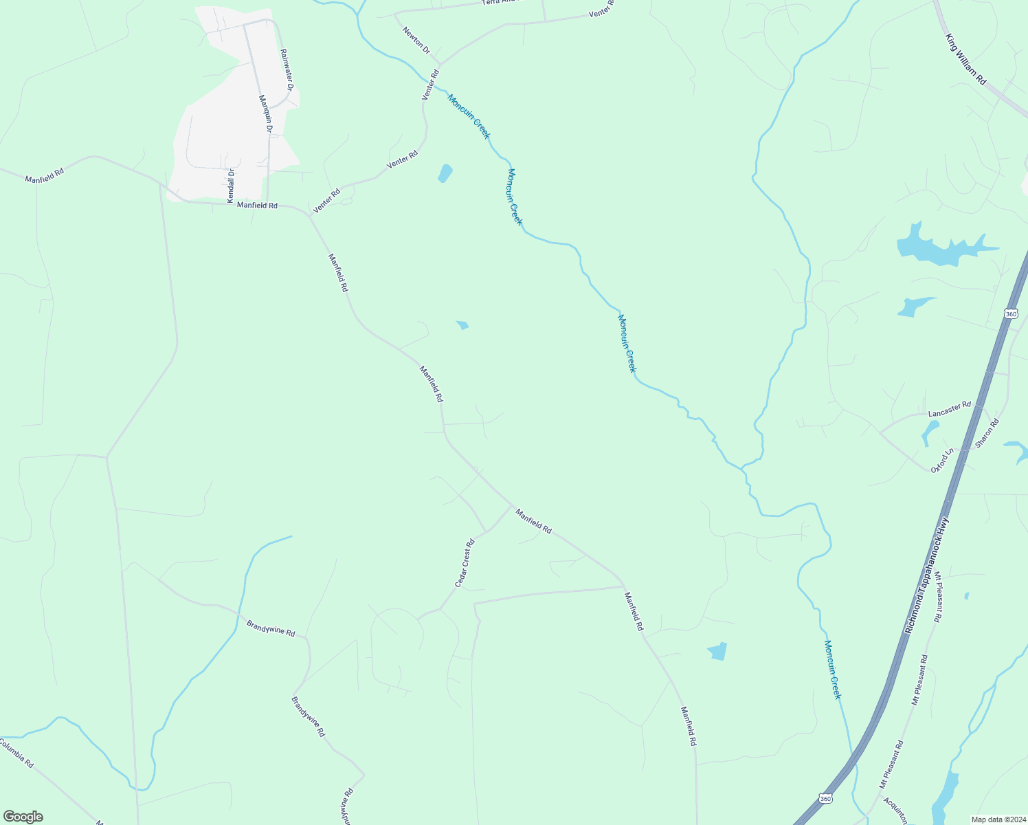 map of restaurants, bars, coffee shops, grocery stores, and more near 212 Black Creek Lane in Aylett