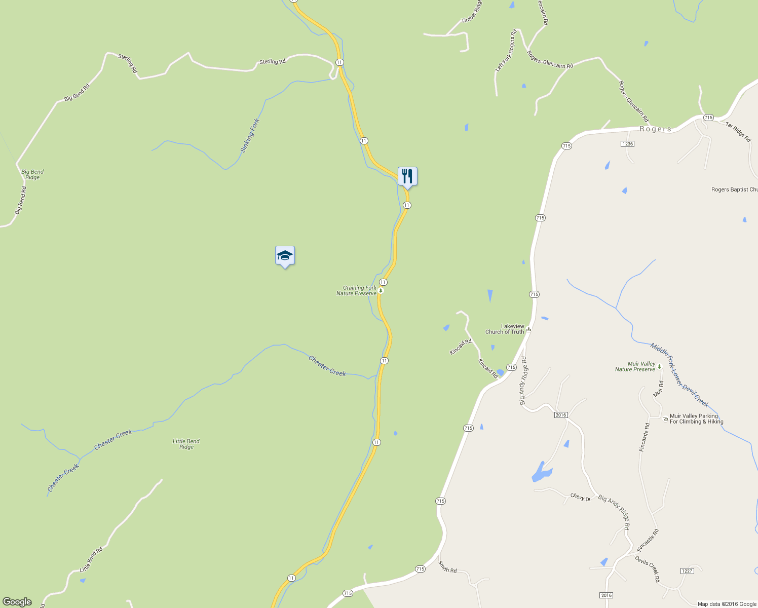 map of restaurants, bars, coffee shops, grocery stores, and more near Kentucky 11 in Campton