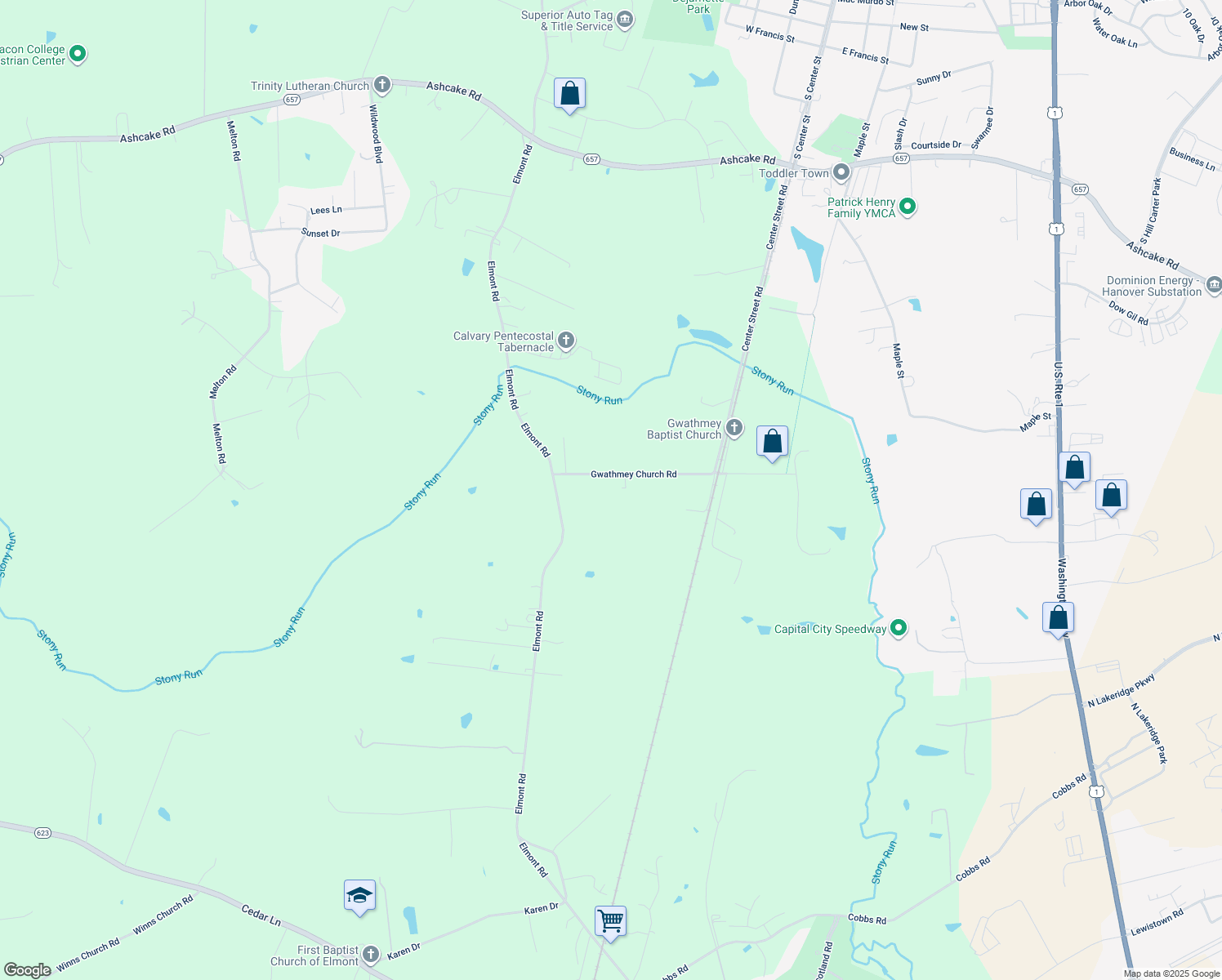 map of restaurants, bars, coffee shops, grocery stores, and more near 11315 Gwathmey Church Rd in Ashland