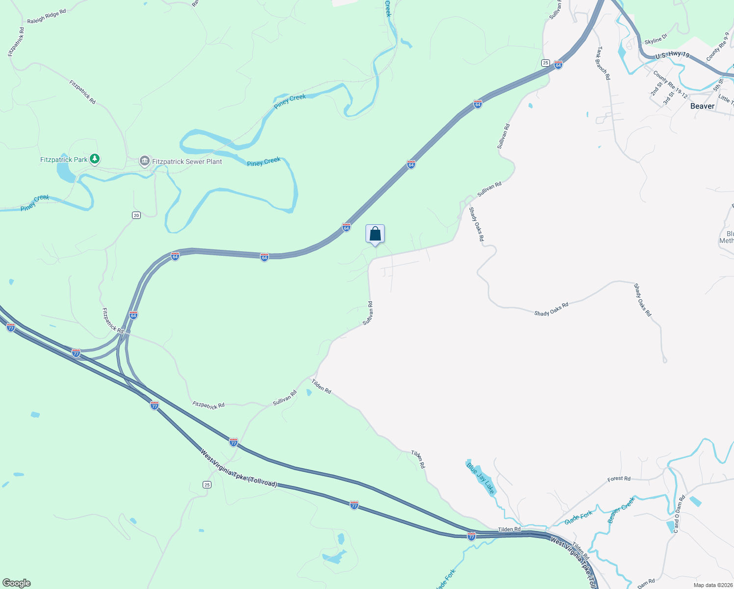 map of restaurants, bars, coffee shops, grocery stores, and more near 1231 Sullivan Rd in Beaver