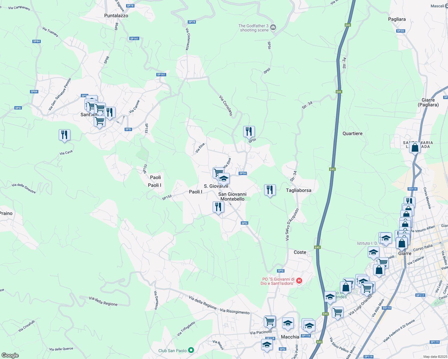 map of restaurants, bars, coffee shops, grocery stores, and more near 3 Via Filippo Meda in San Giovanni