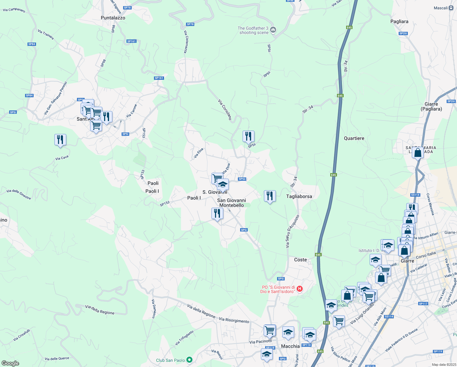 map of restaurants, bars, coffee shops, grocery stores, and more near 3 Via Filippo Meda in San Giovanni