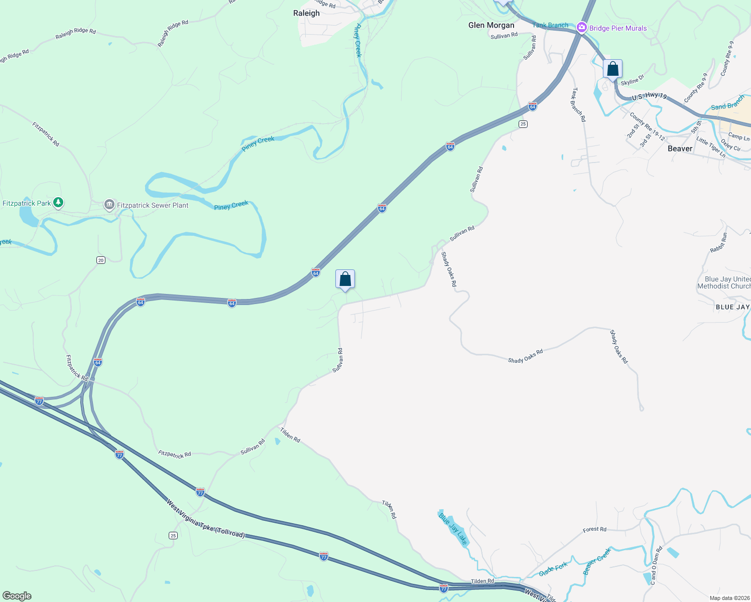 map of restaurants, bars, coffee shops, grocery stores, and more near 135 Pack Ln in Beaver