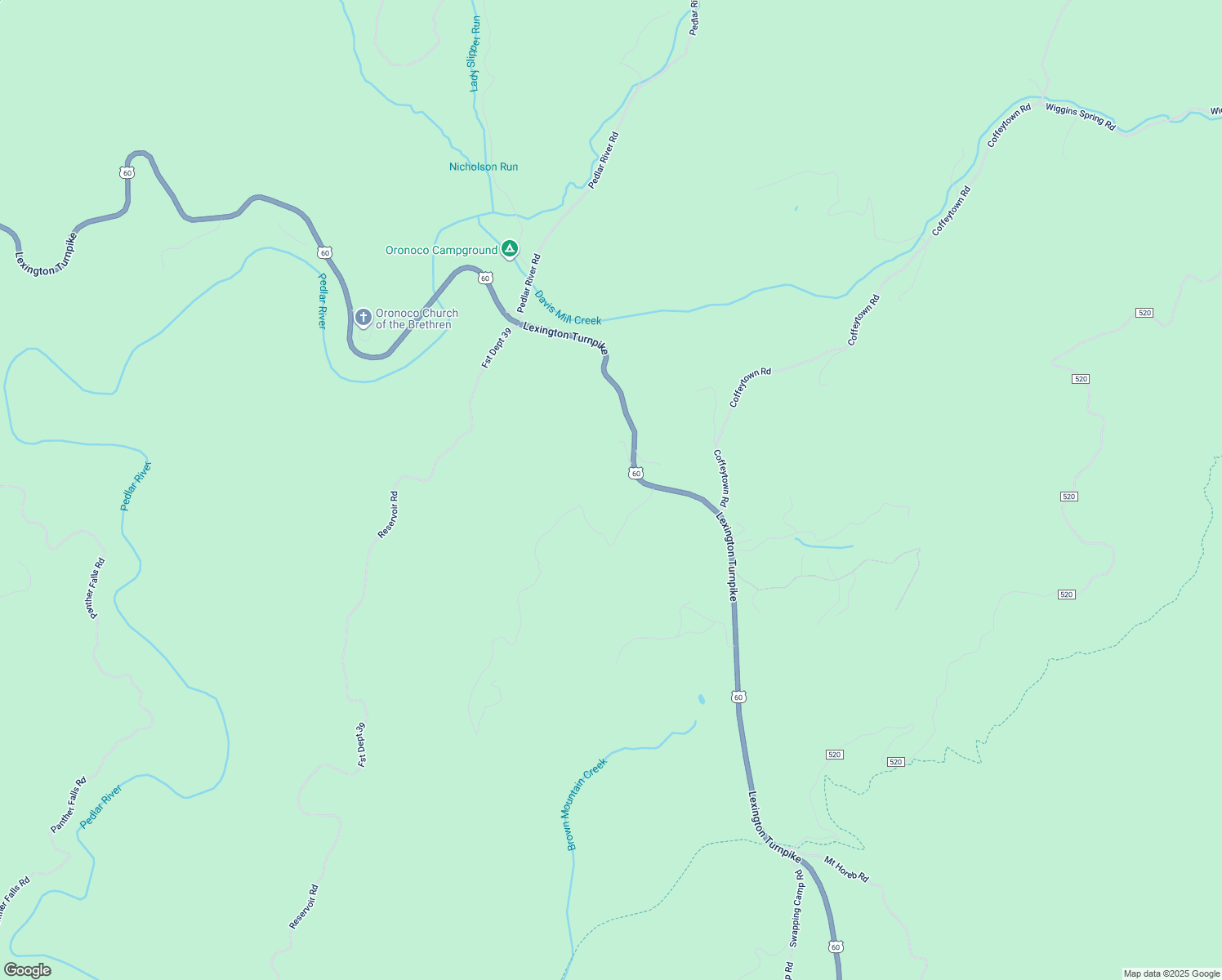 map of restaurants, bars, coffee shops, grocery stores, and more near 7261 Lexington Turnpike in Vesuvius