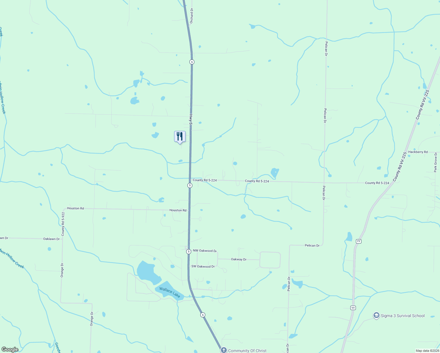 map of restaurants, bars, coffee shops, grocery stores, and more near 20119-20261 County Road 5-224 in Lebanon