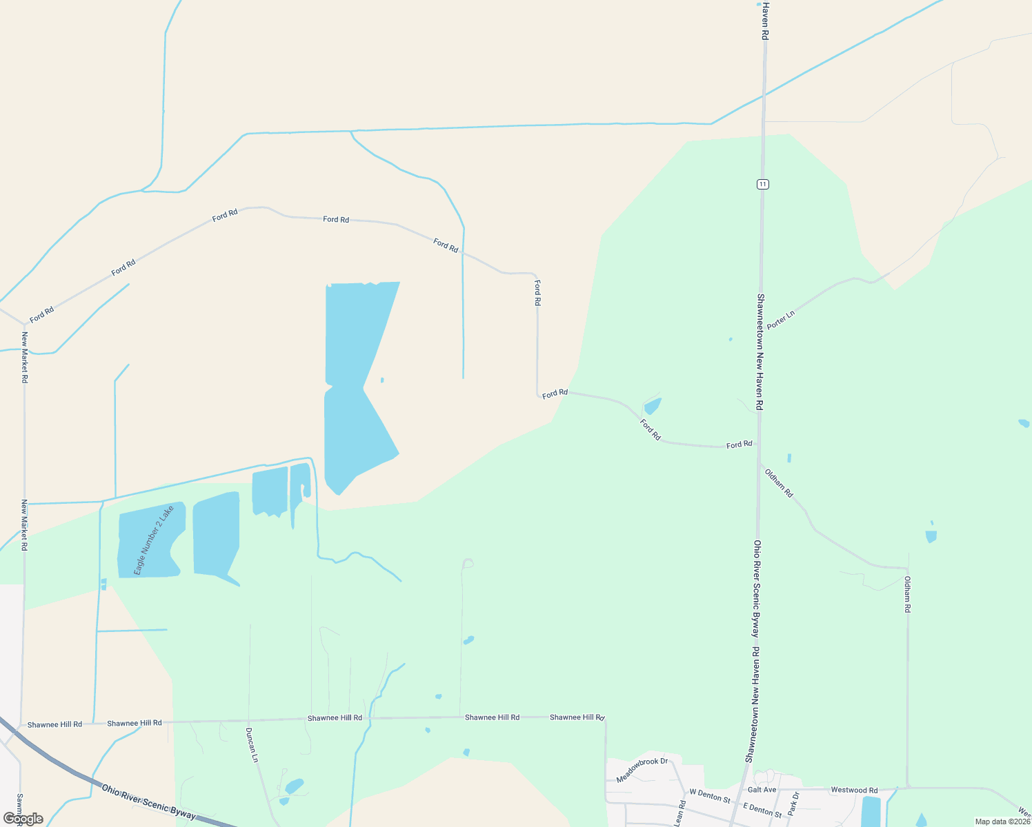 map of restaurants, bars, coffee shops, grocery stores, and more near 9760 Ford Road in Shawneetown