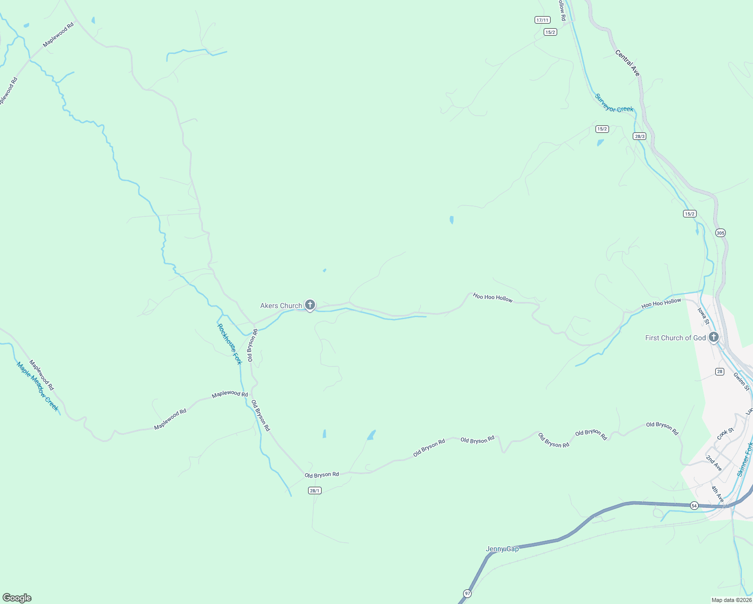 map of restaurants, bars, coffee shops, grocery stores, and more near 1042 Hoo Hoo Hollow in Lester