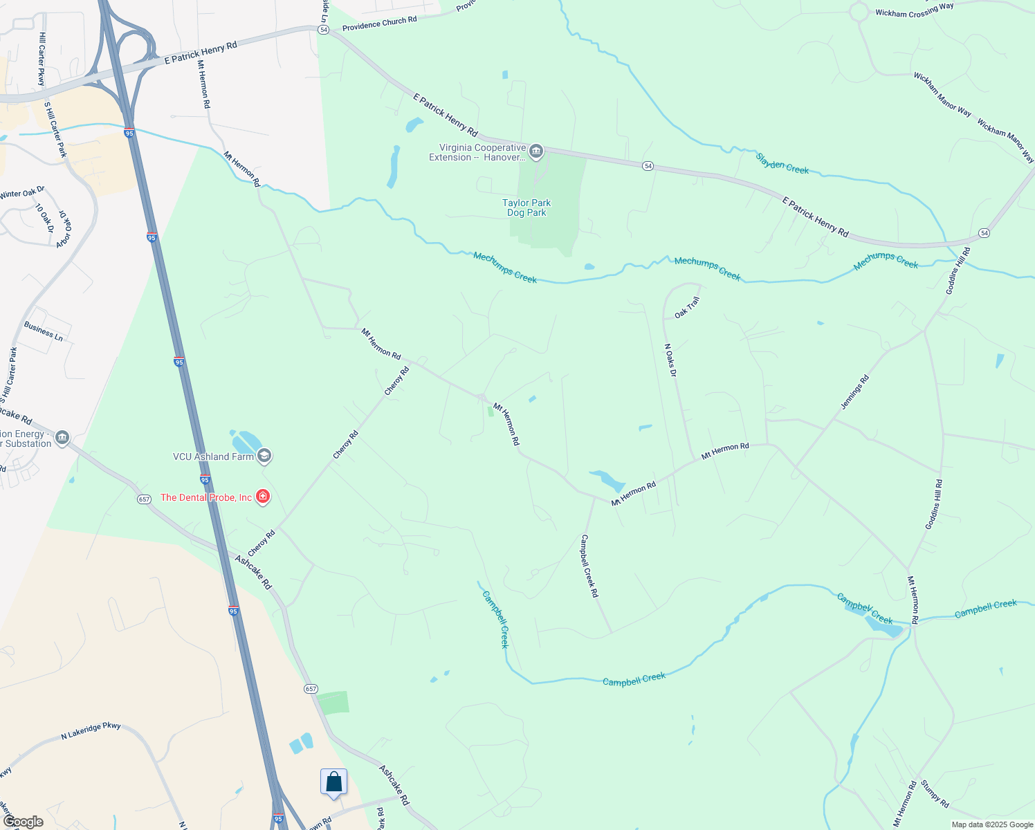map of restaurants, bars, coffee shops, grocery stores, and more near 12618 Mount Hermon Road in Ashland