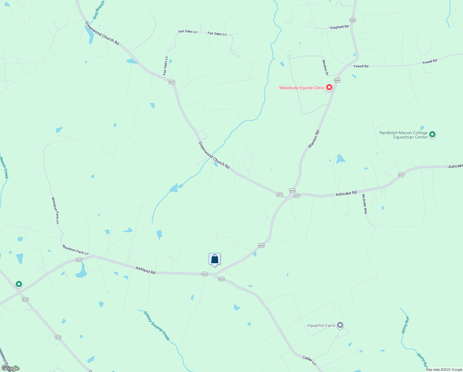 map of restaurants, bars, coffee shops, grocery stores, and more near 13127 Greenwood Church Road in Ashland